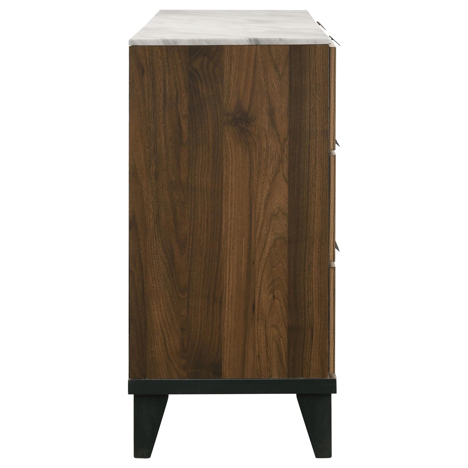 Mays Faux Marble/Wood Double Dresser w/6 Drawers