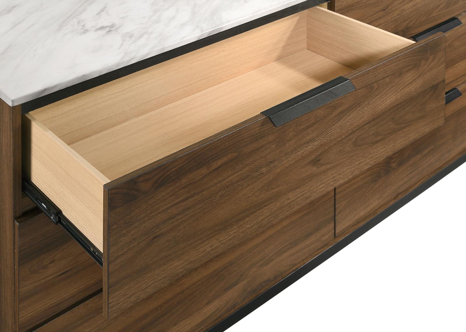 Mays Faux Marble/Wood Double Dresser w/6 Drawers