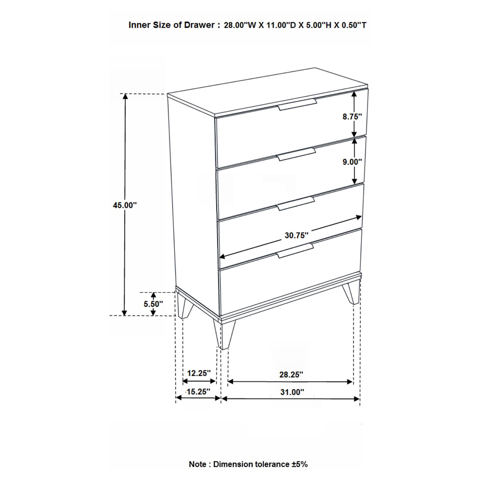 Mays Faux Marble/Wood Chest w/4 Drawers