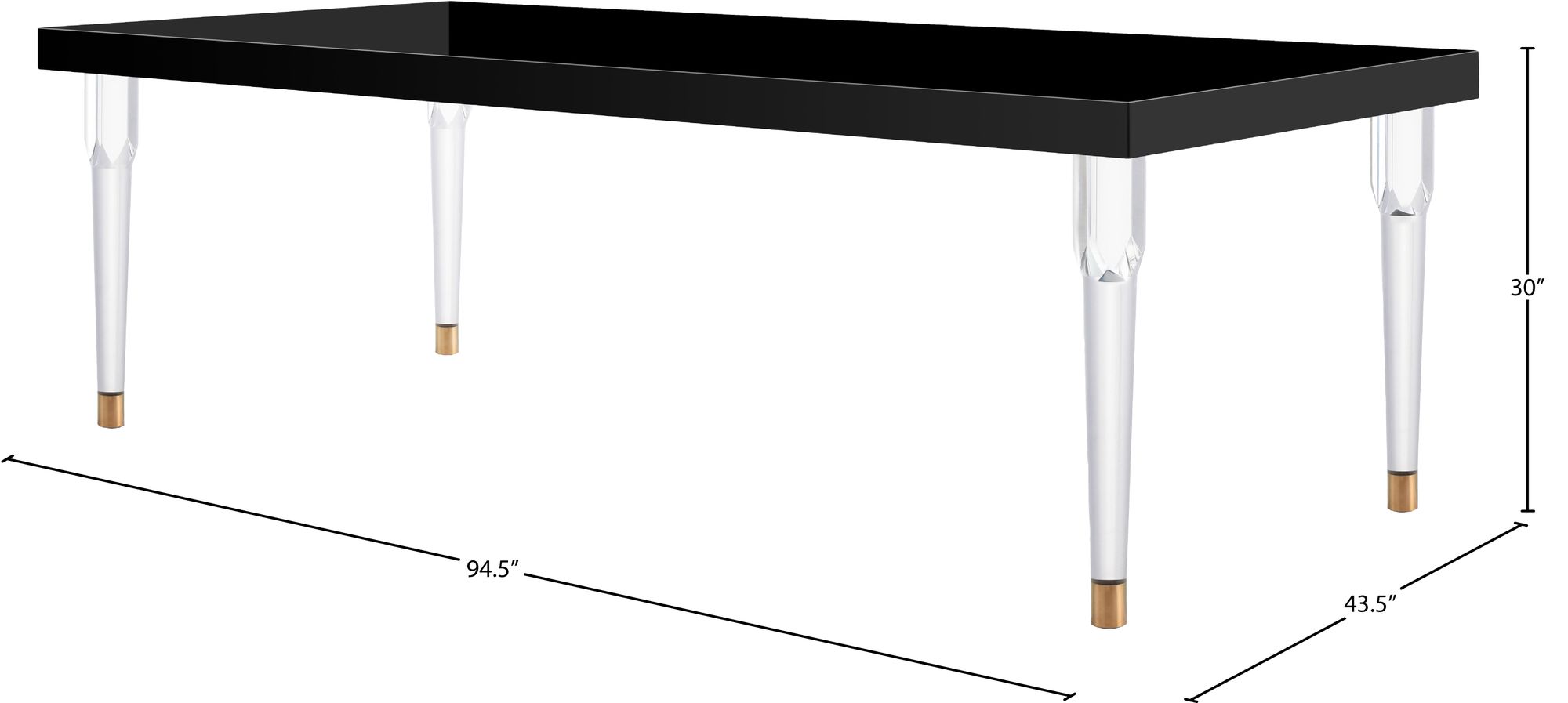Bethany 95" Rectangular Lacquer Dining Table with Acrylic Legs