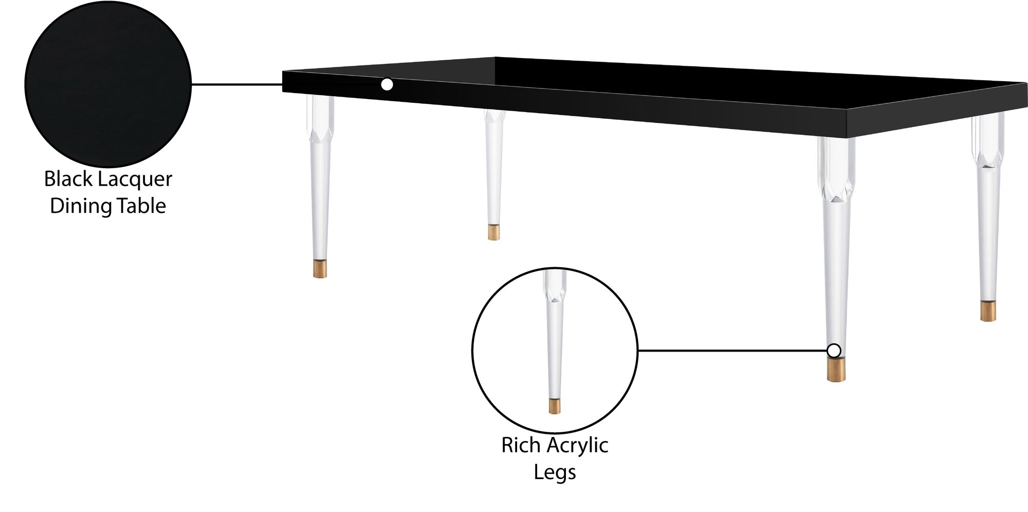 Bethany 95" Rectangular Lacquer Dining Table with Acrylic Legs