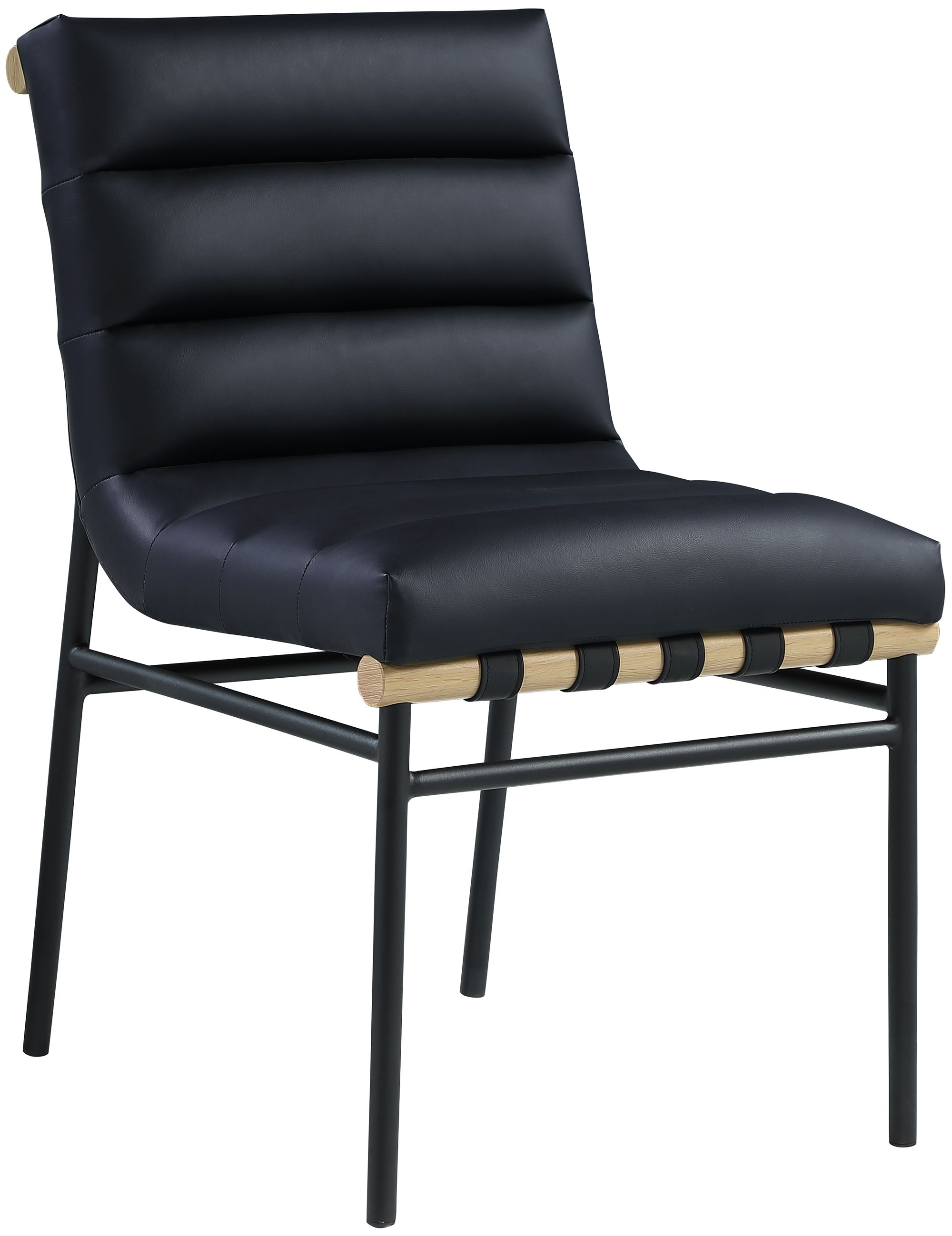 Burke Faux Leather Dining Chair with Matte Black Metal Frame