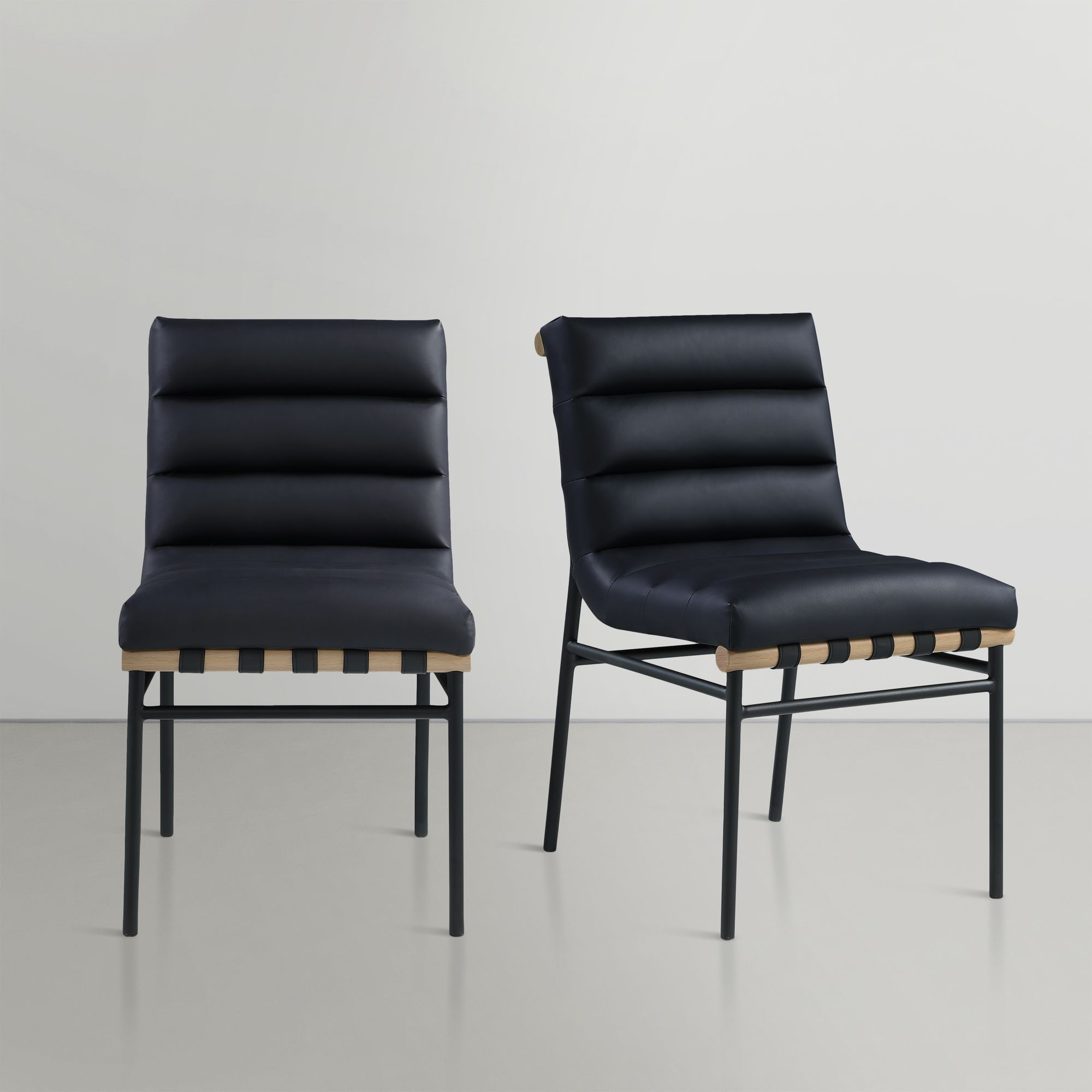 Burke Faux Leather Dining Chair with Matte Black Metal Frame