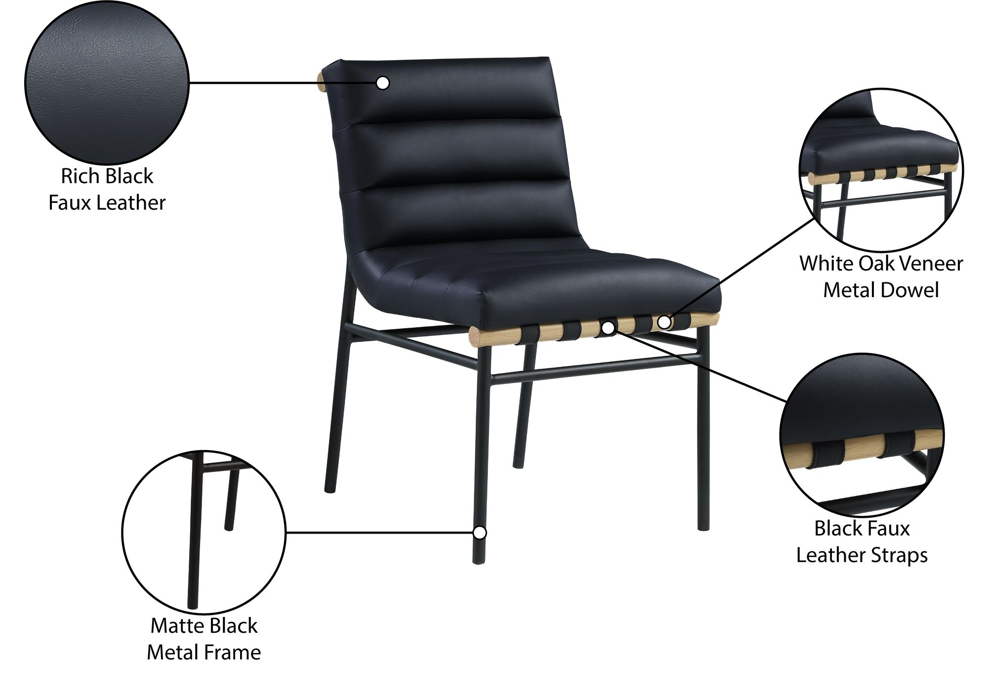 Burke Boucle Fabric Dining Chair with Matte Black Metal Frame