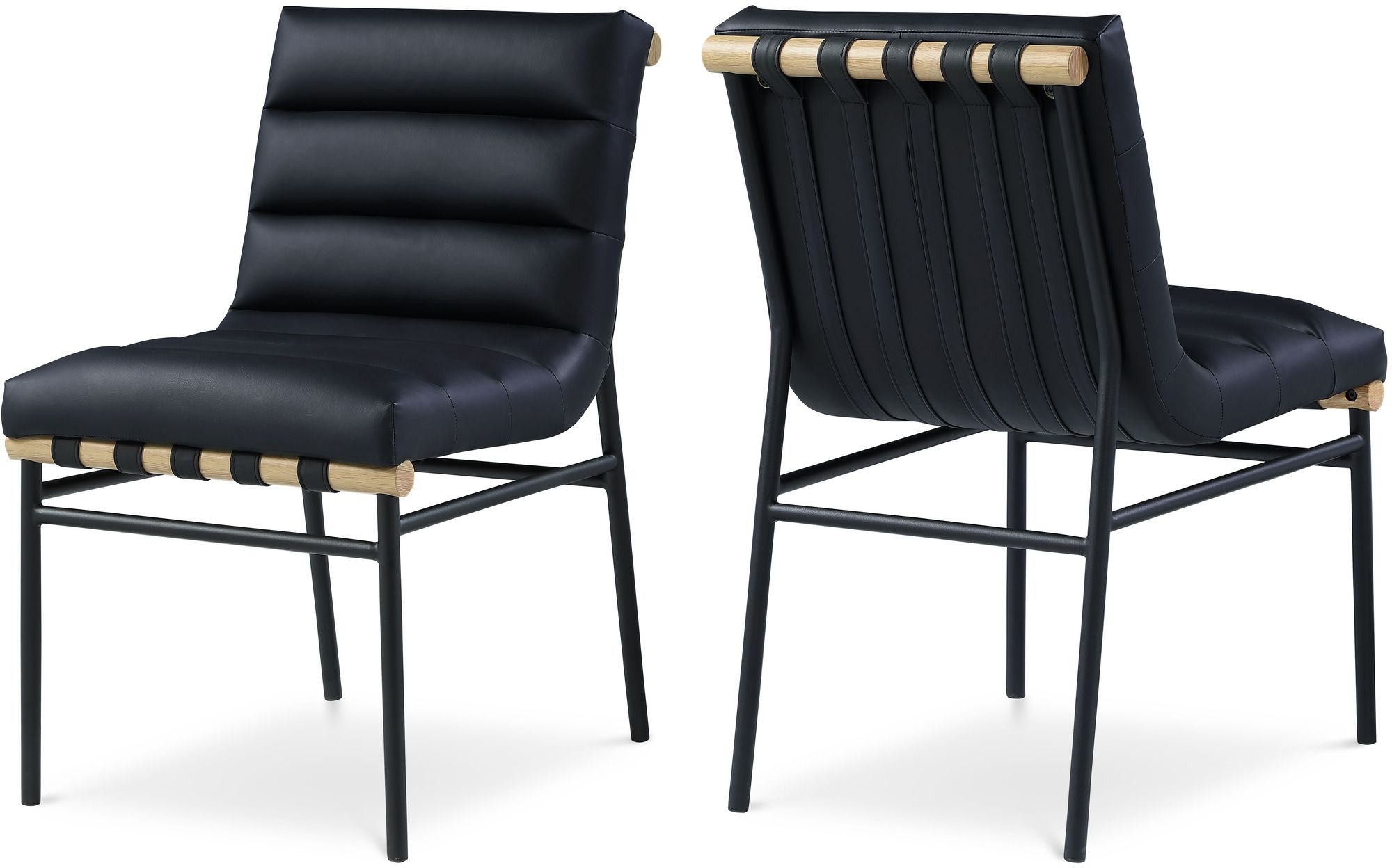 Burke Boucle Fabric Dining Chair with Matte Black Metal Frame