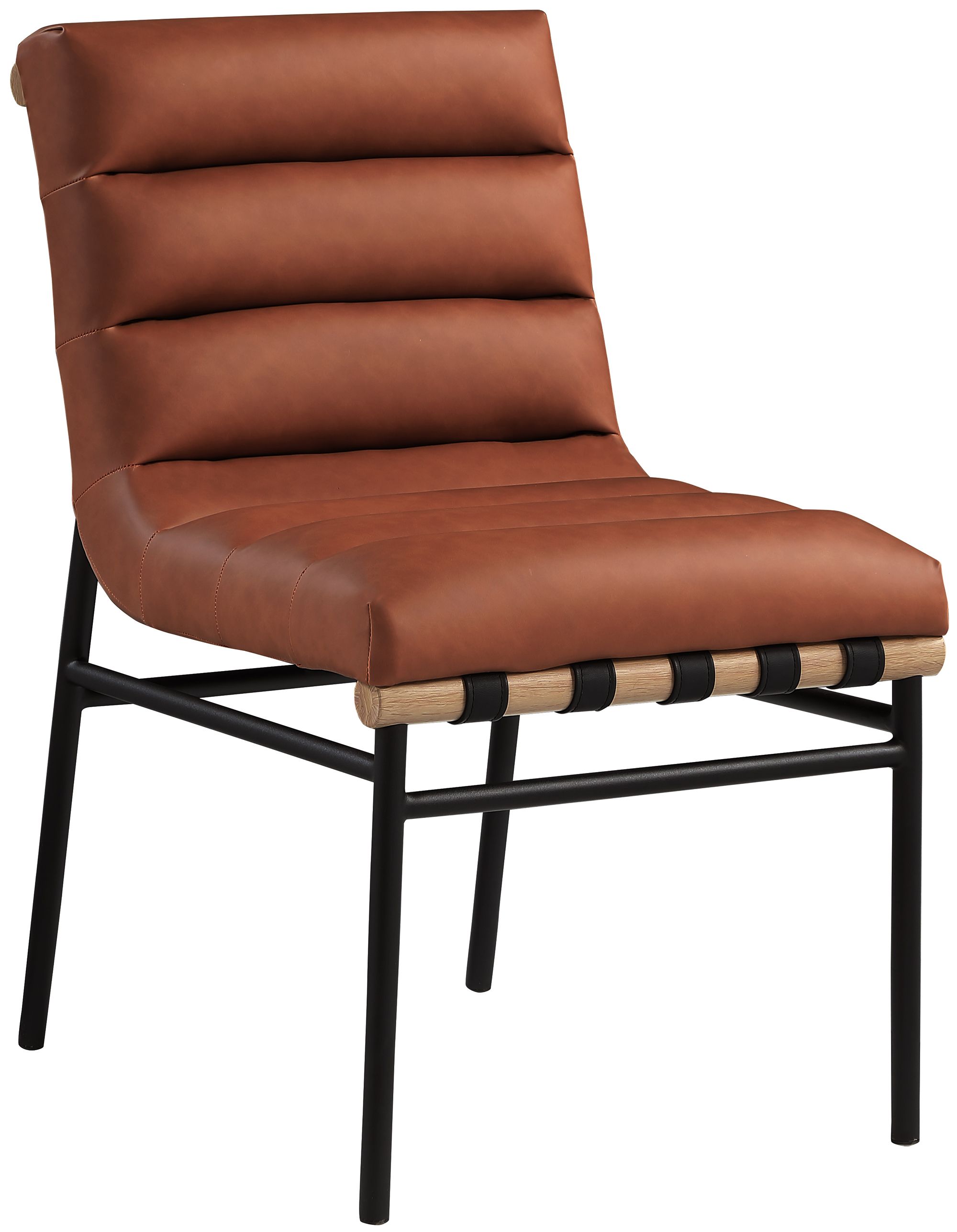 Burke Faux Leather Dining Chair with Matte Black Metal Frame