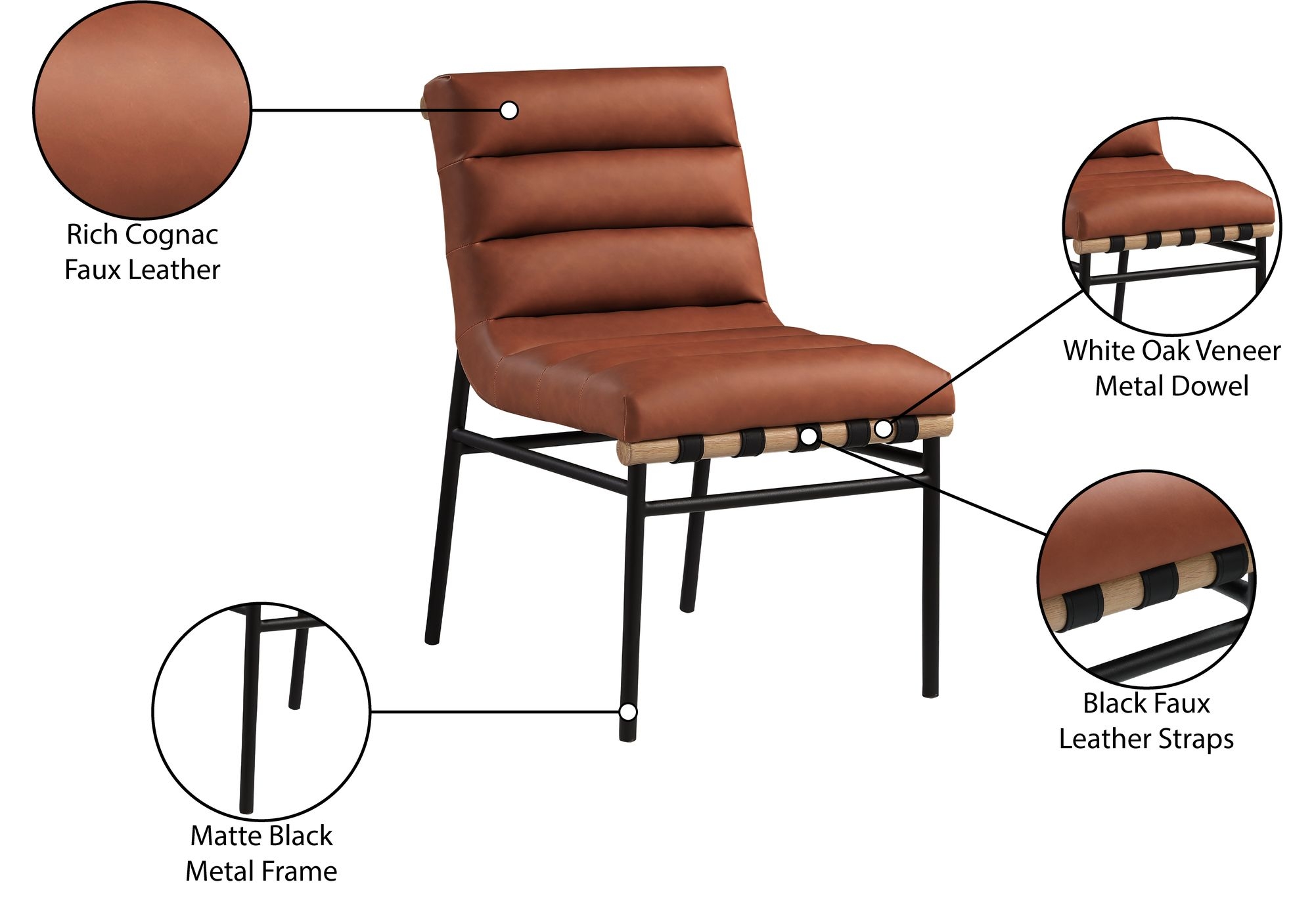 Burke Boucle Fabric Dining Chair with Matte Black Metal Frame