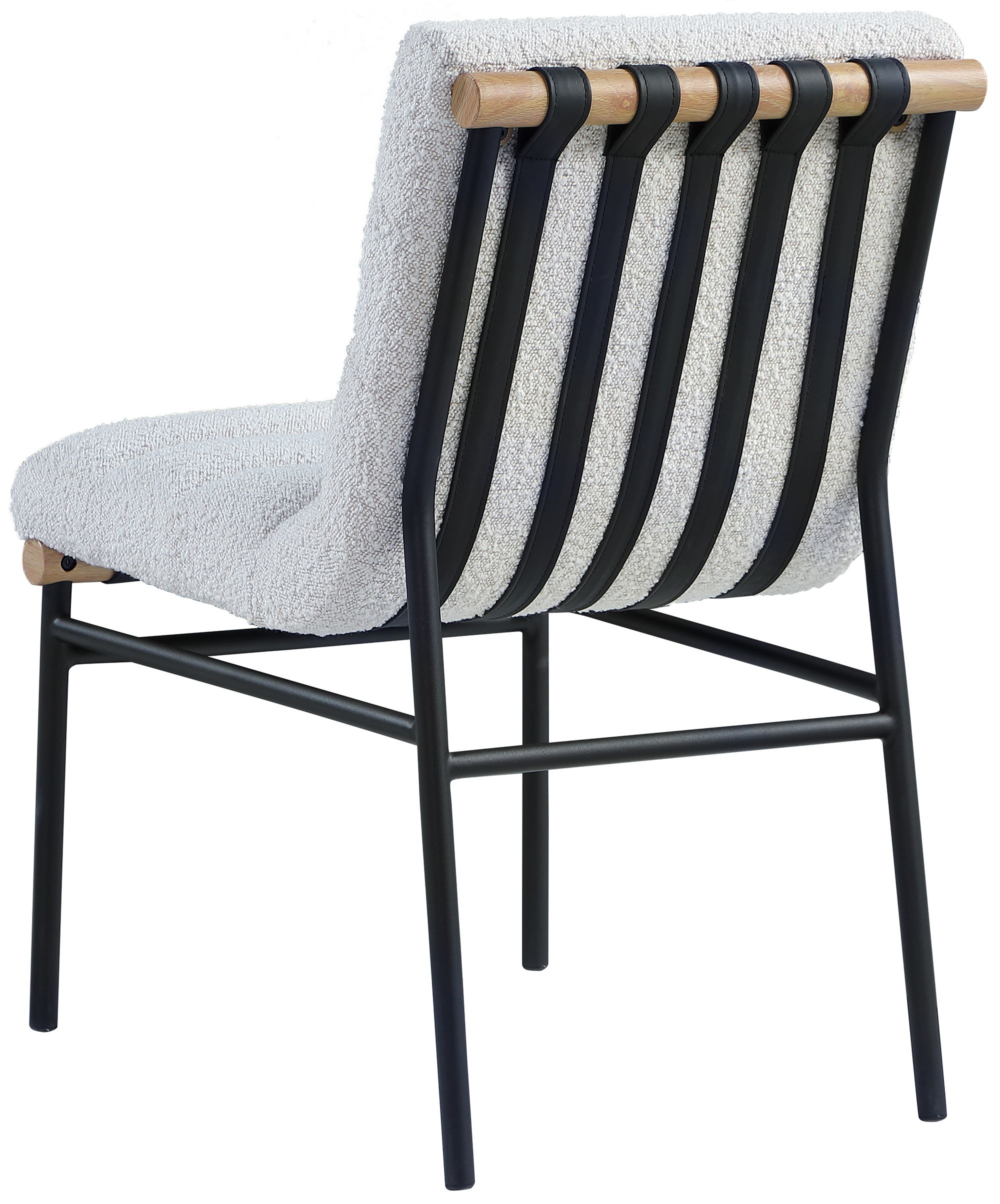 Burke Boucle Fabric Dining Chair with Matte Black Metal Frame