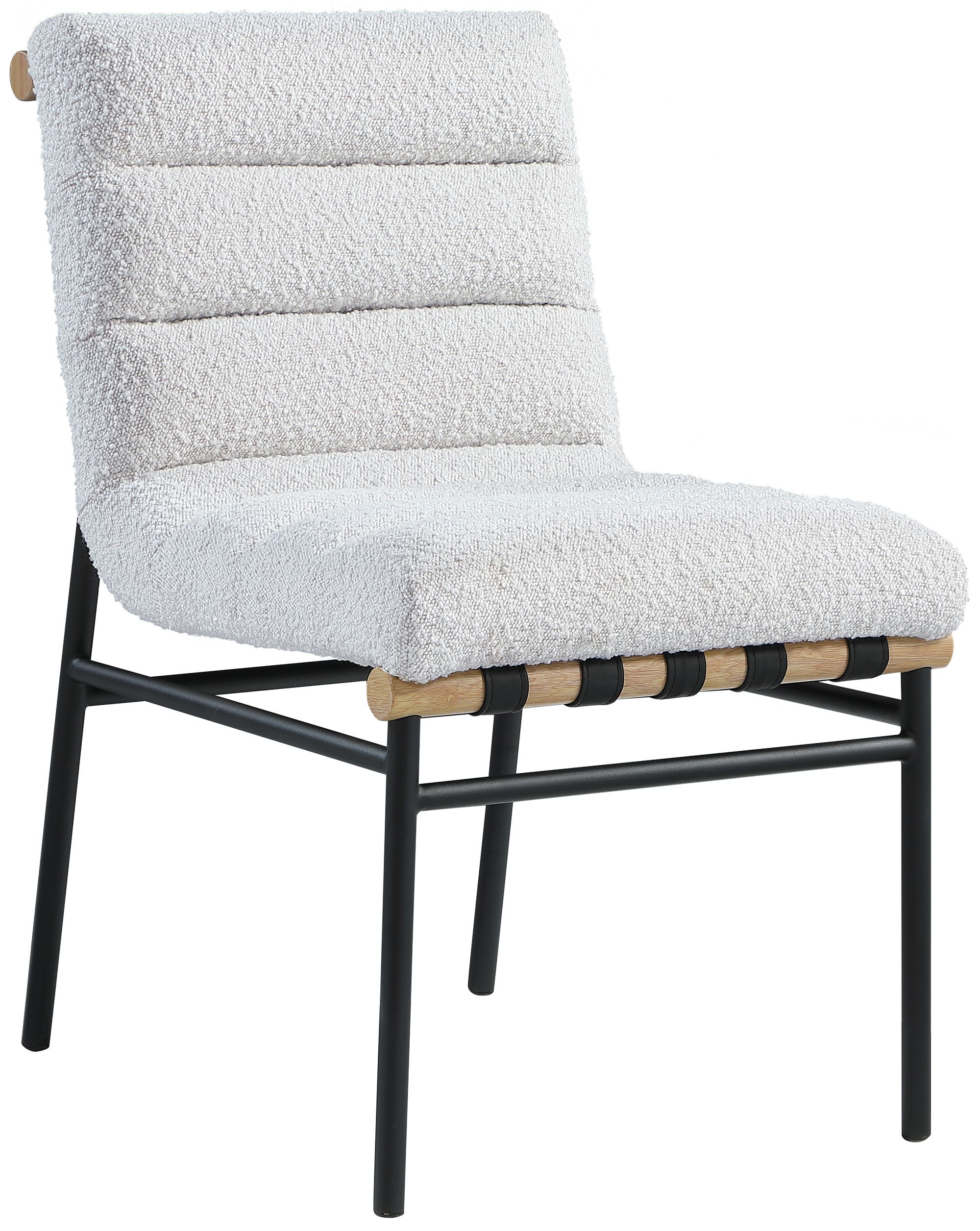 Burke Boucle Fabric Dining Chair with Matte Black Metal Frame