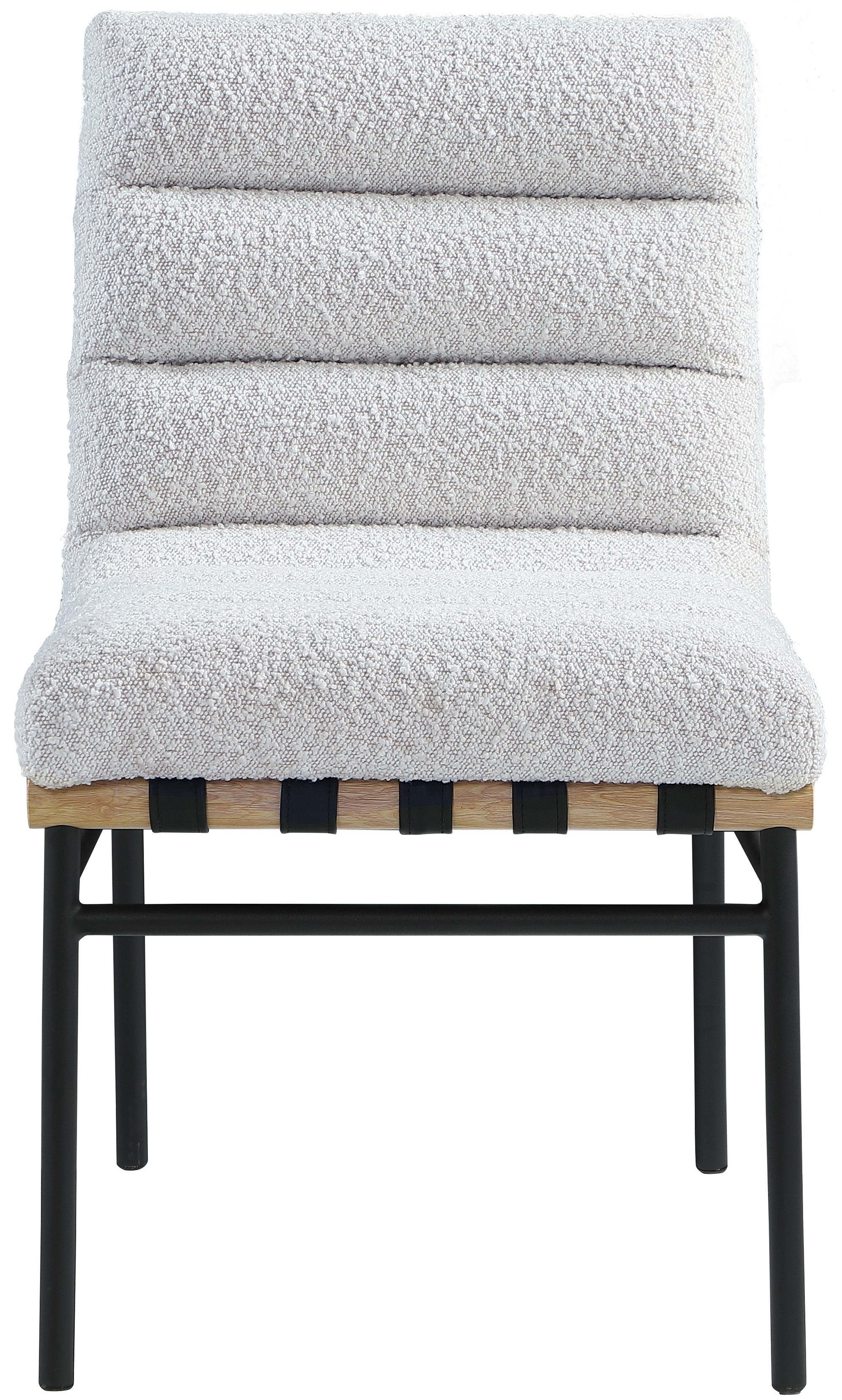 Burke Boucle Fabric Dining Chair with Matte Black Metal Frame