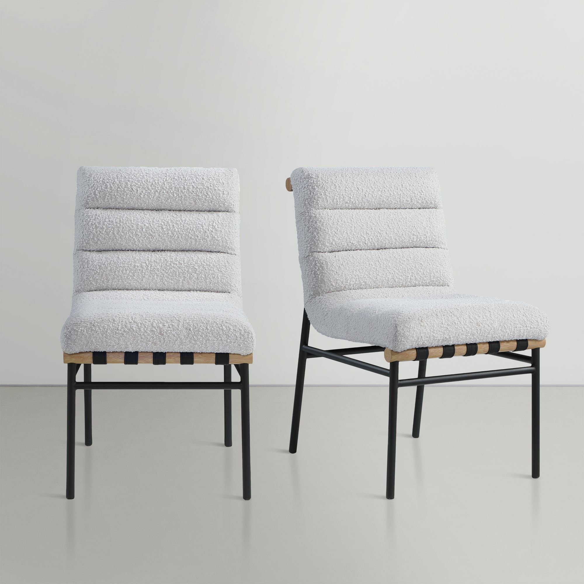 Burke Boucle Fabric Dining Chair with Matte Black Metal Frame