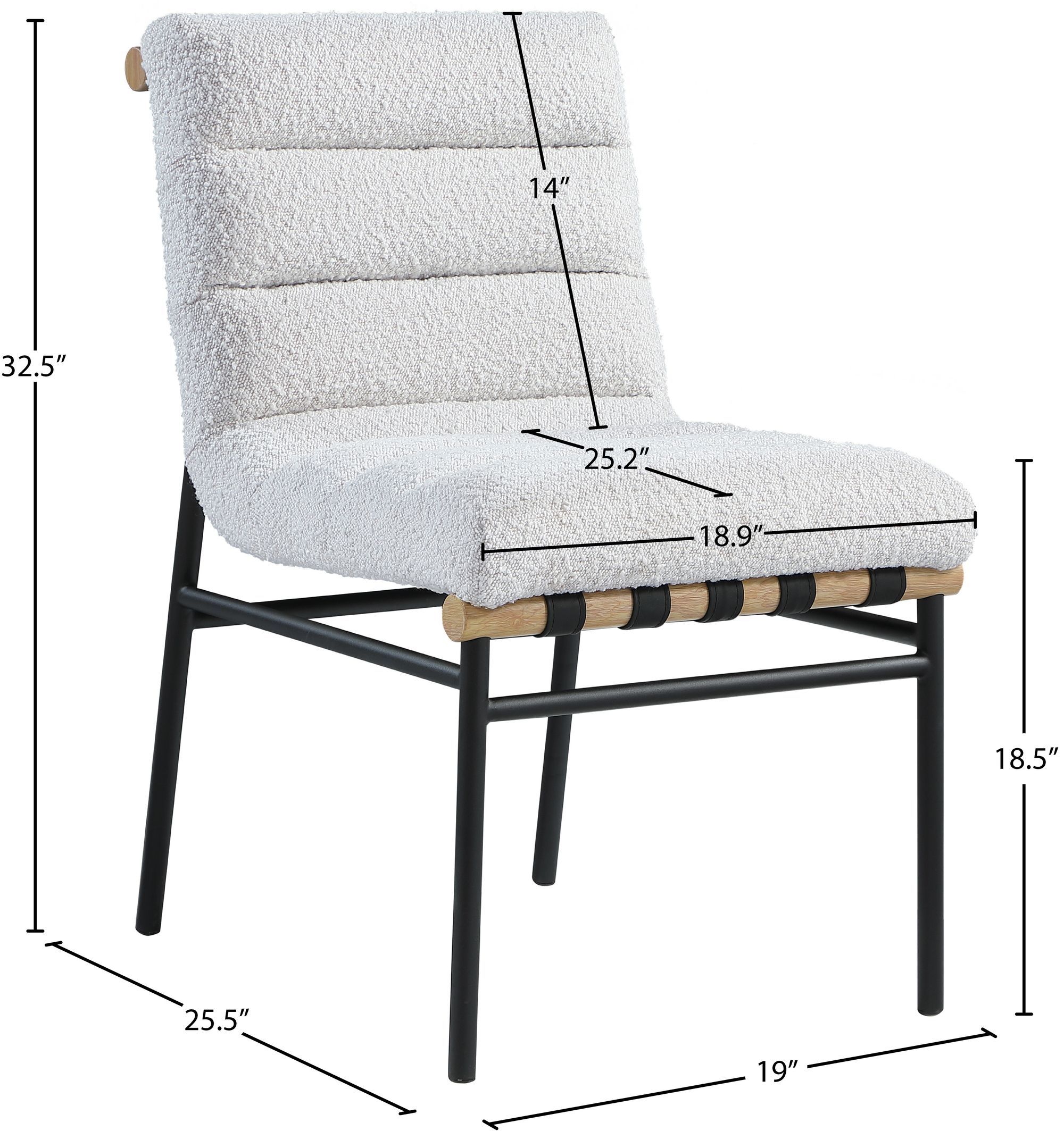 Burke Boucle Fabric Dining Chair with Matte Black Metal Frame