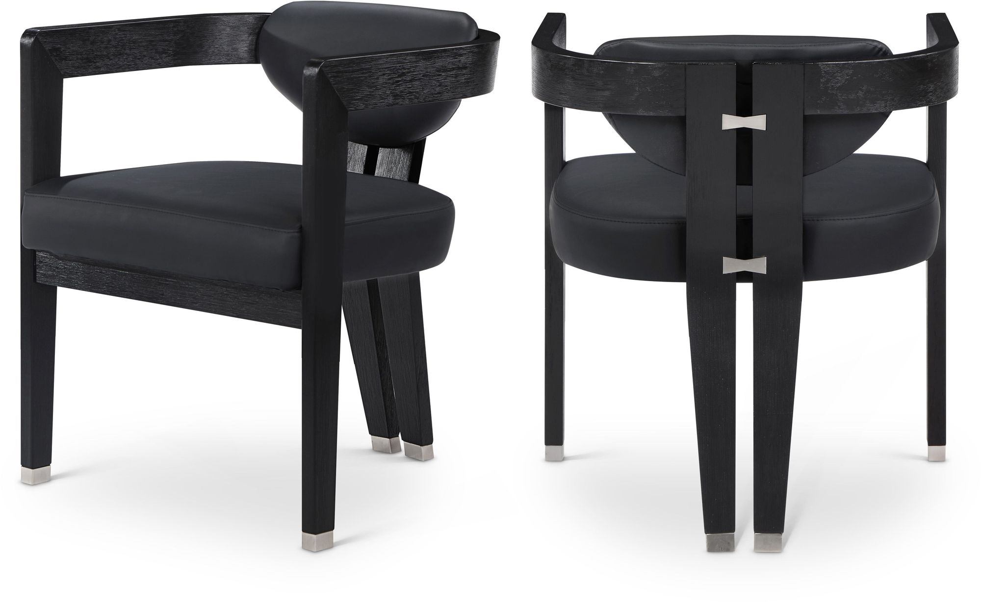 Carlyle Faux Leather Dining Chair with Solid Wood Brushed Black Frame