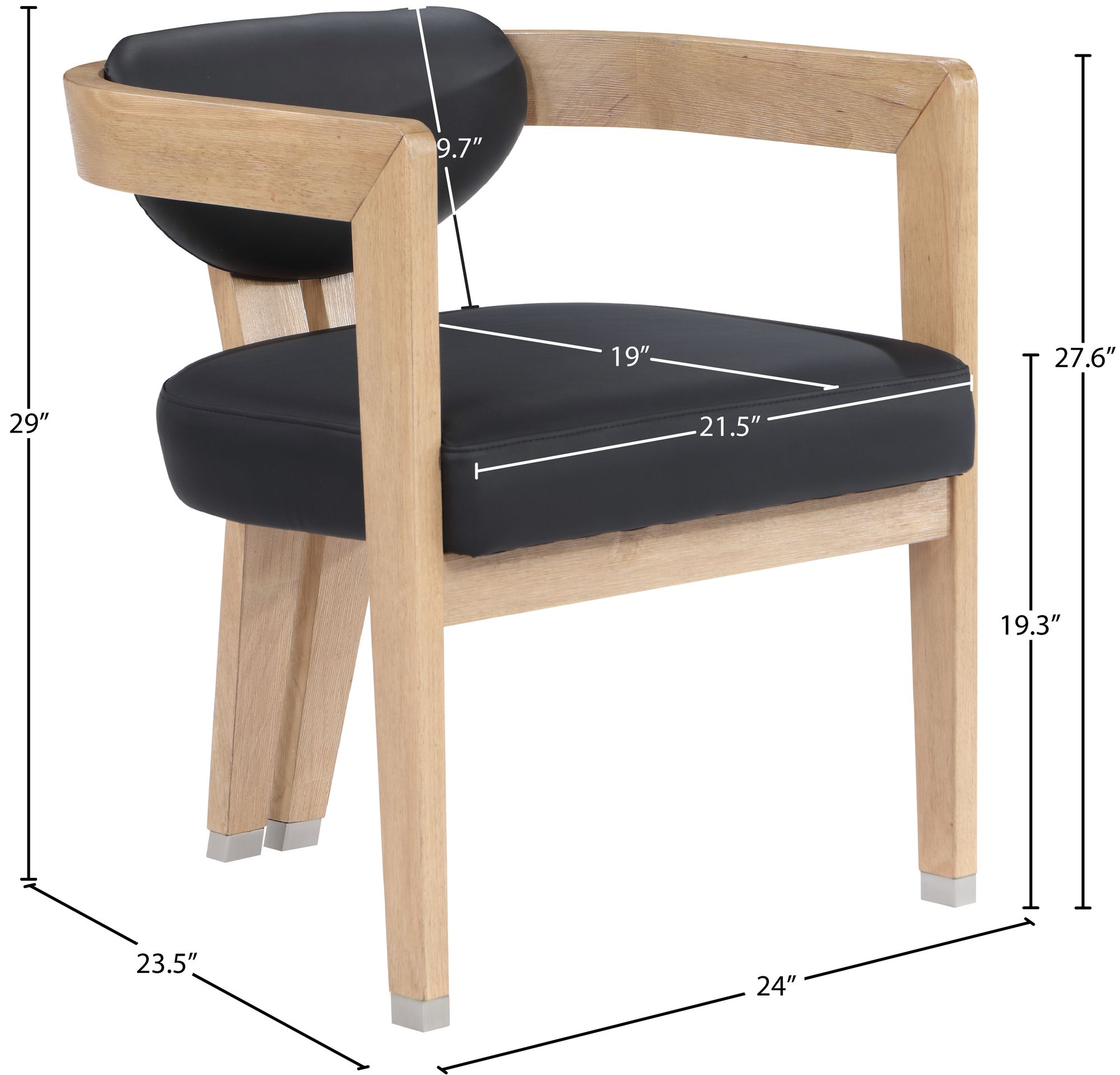 Carlyle Faux Leather Dining Chair with Solid Wood Natural Frame