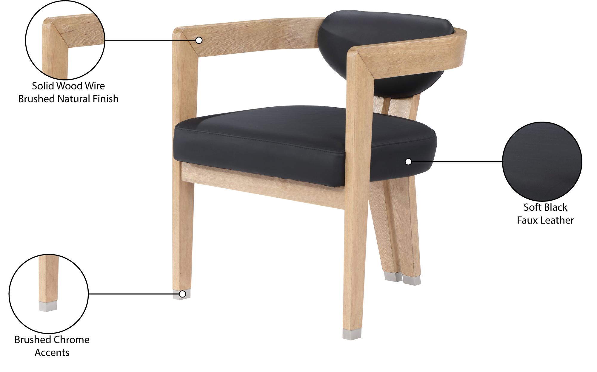 Carlyle Faux Leather Dining Chair with Solid Wood Natural Frame