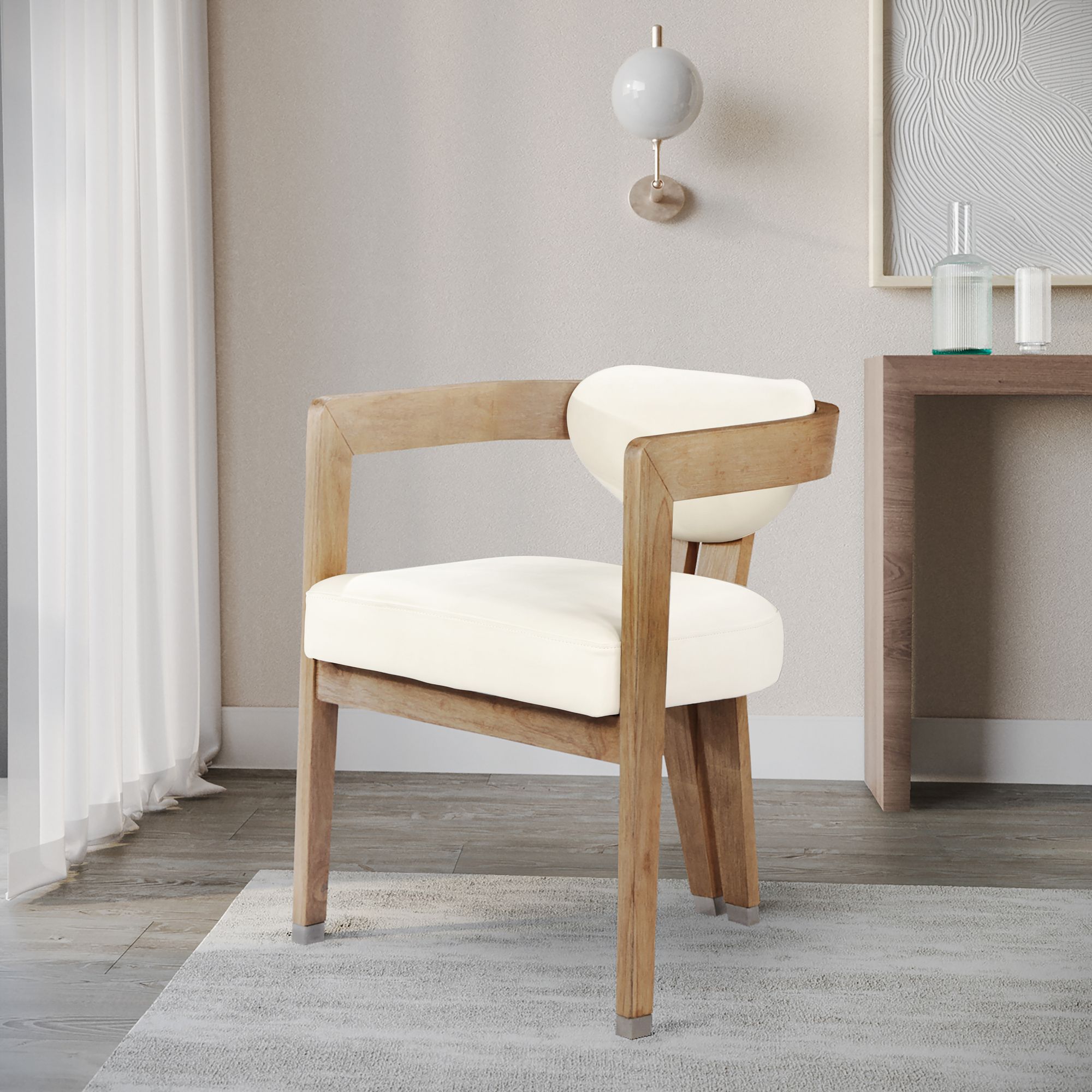 Carlyle Faux Leather Dining Chair with Solid Wood Natural Frame