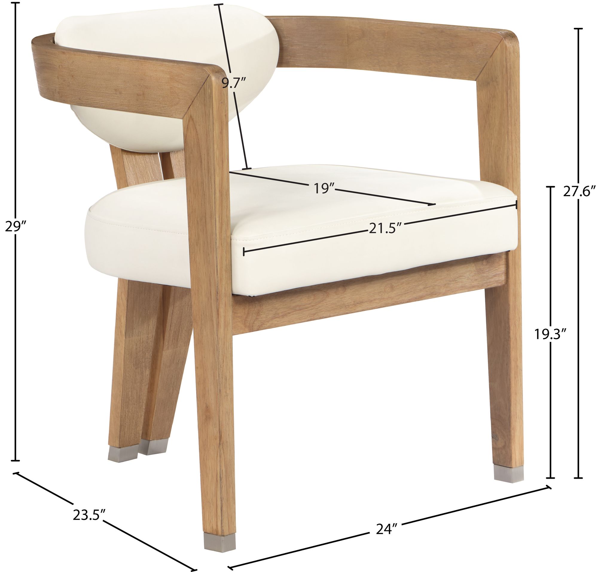 Carlyle Faux Leather Dining Chair with Solid Wood Natural Frame
