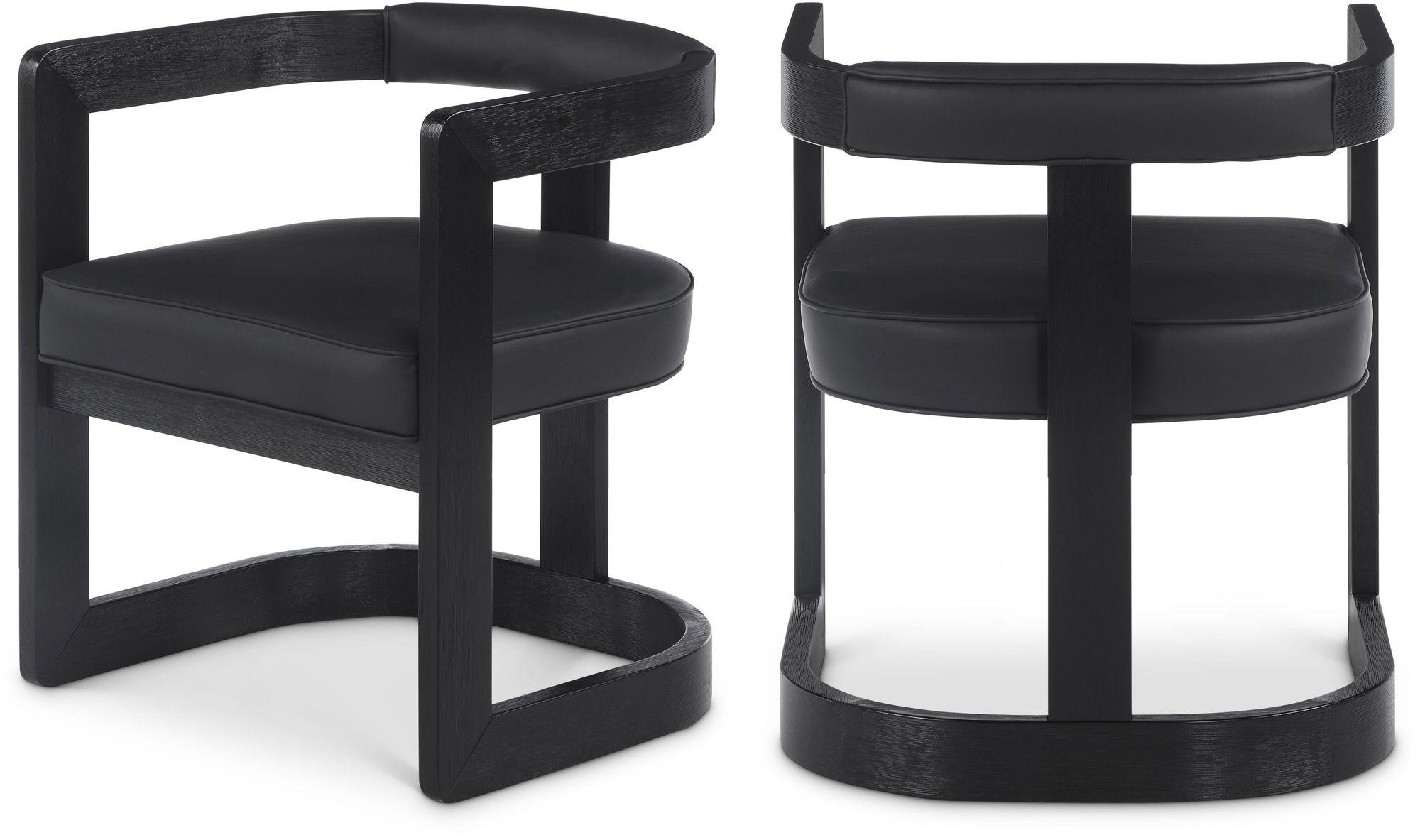 Manchester Faux Leather Dining Chair with Solid Wood Black Frame