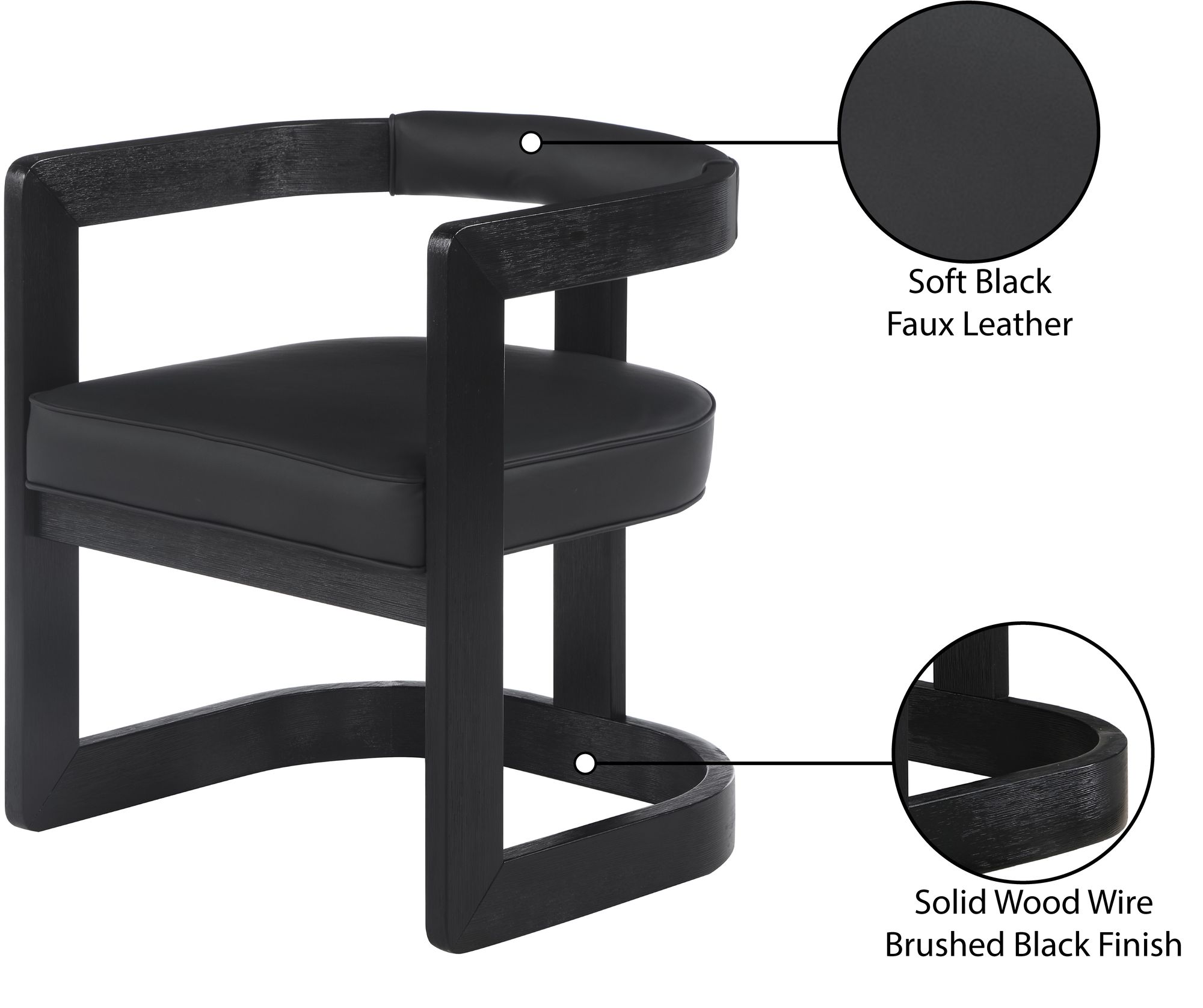 Manchester Faux Leather Dining Chair with Solid Wood Black Frame