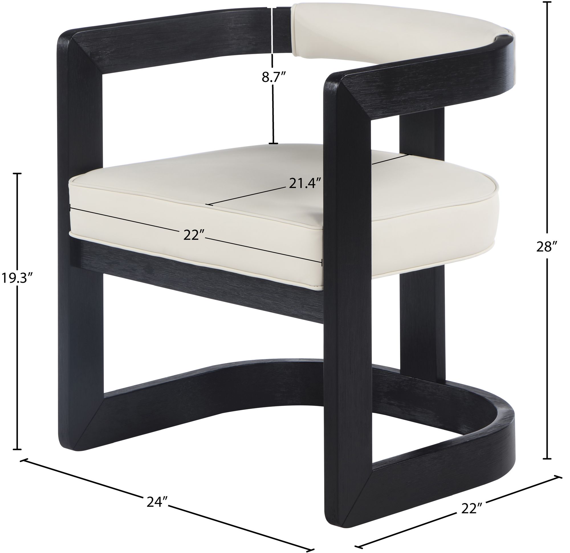 Manchester Faux Leather Dining Chair with Solid Wood Black Frame