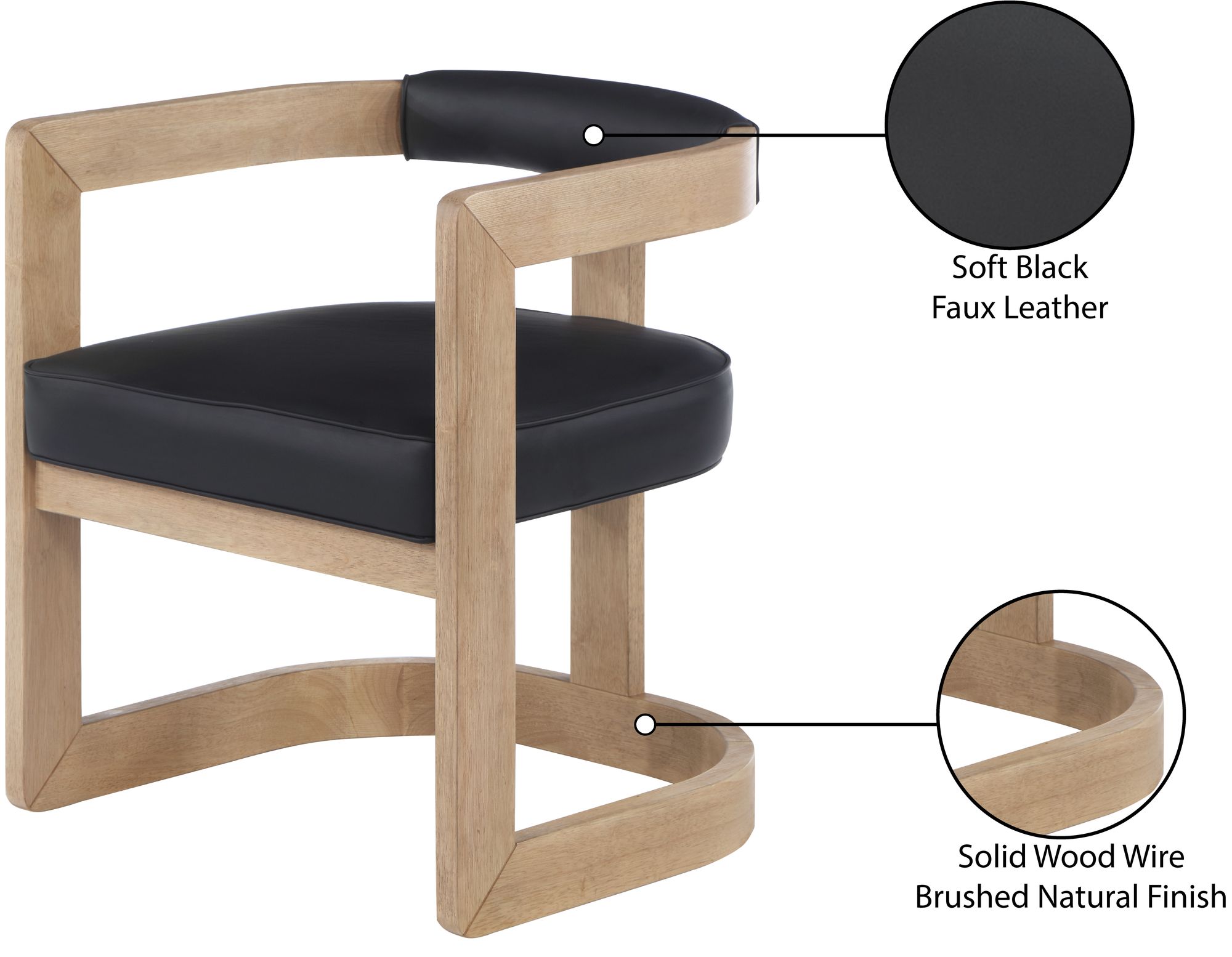 Manchester Faux Leather Dining Chair with Solid Wood Natural Frame