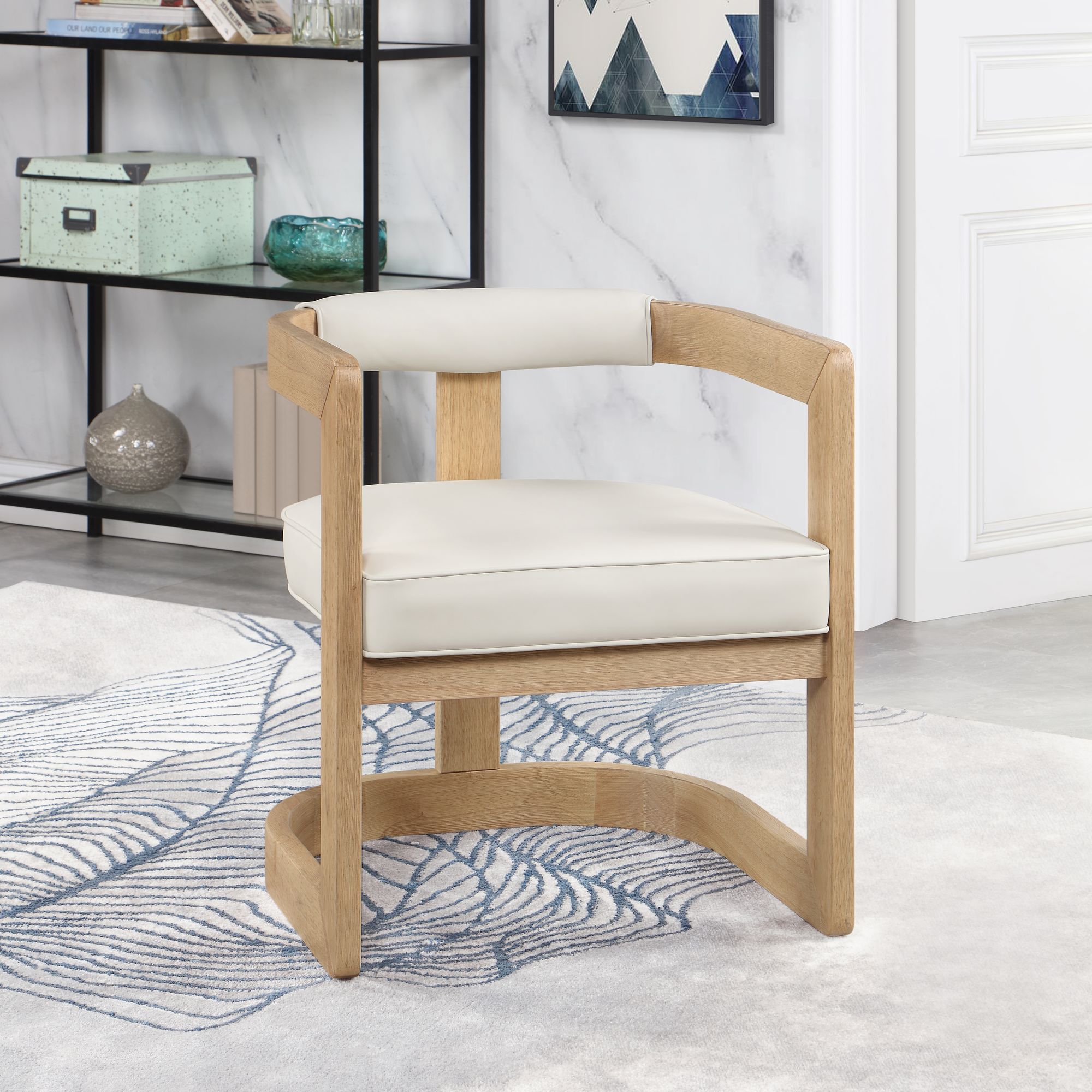 Manchester Faux Leather Dining Chair with Solid Wood Natural Frame