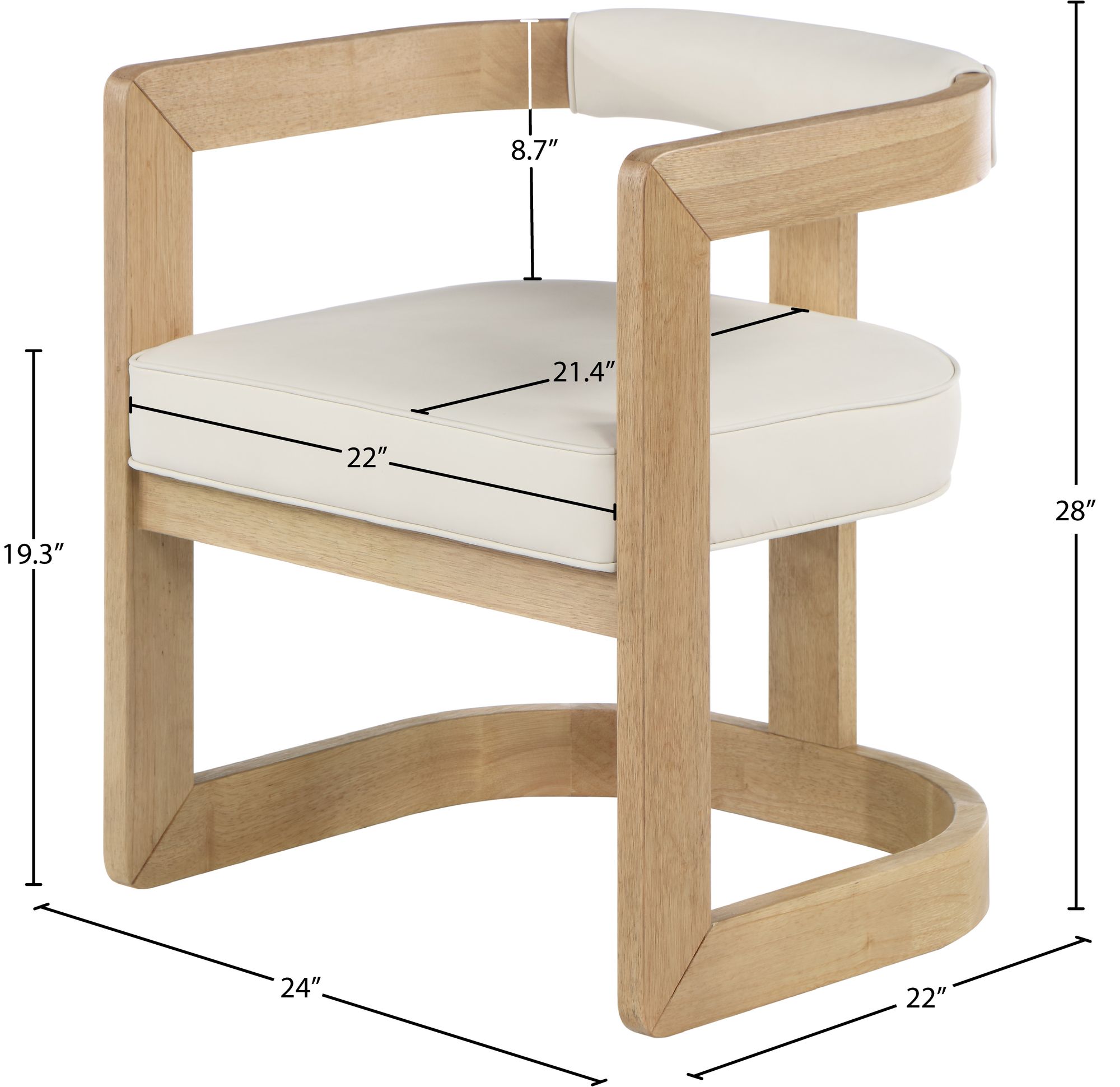 Manchester Faux Leather Dining Chair with Solid Wood Natural Frame