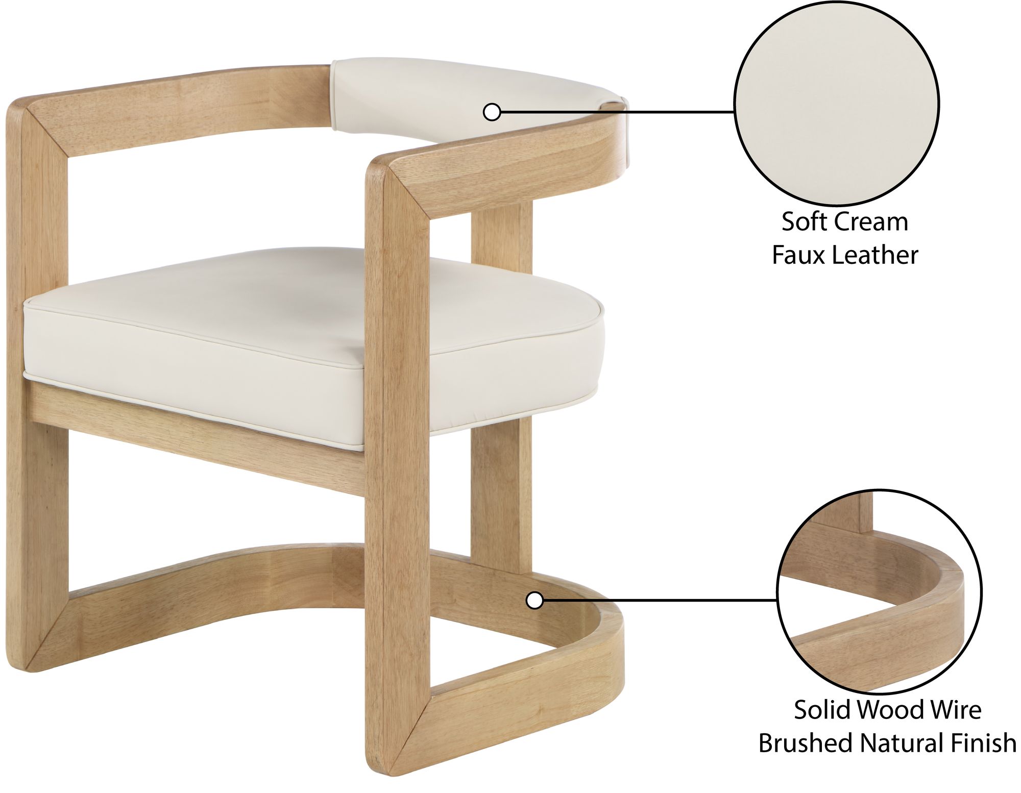 Manchester Faux Leather Dining Chair with Solid Wood Natural Frame