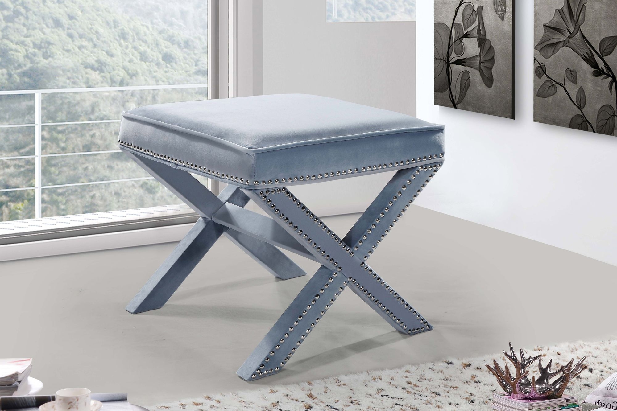 Nixon Velvet Ottoman/Bench