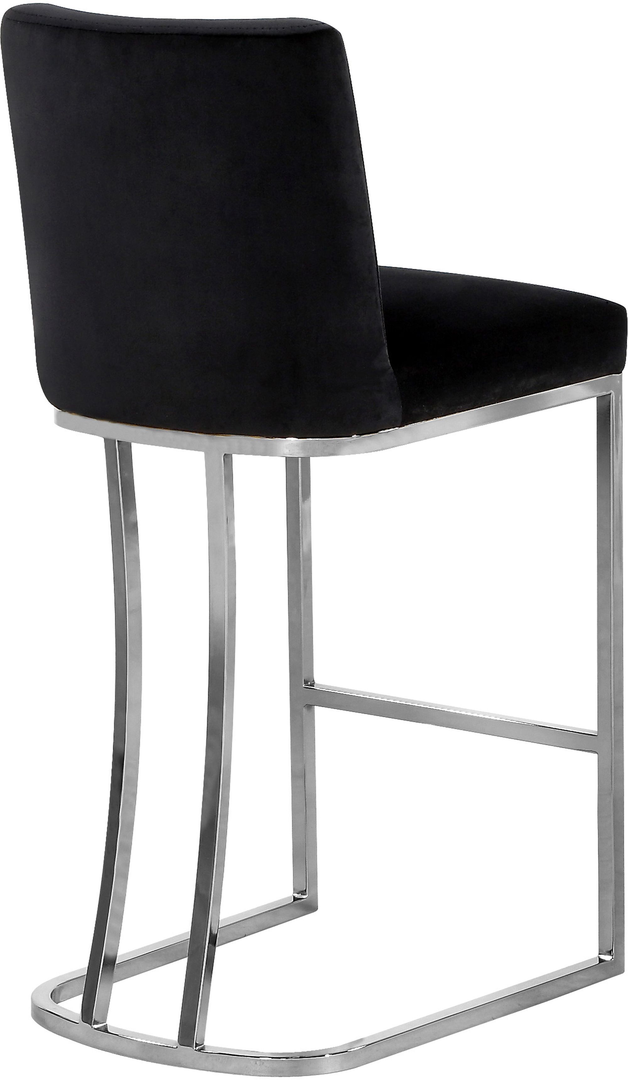 Heidi Velvet Counter Stool with Polished Chrome Metal Frame