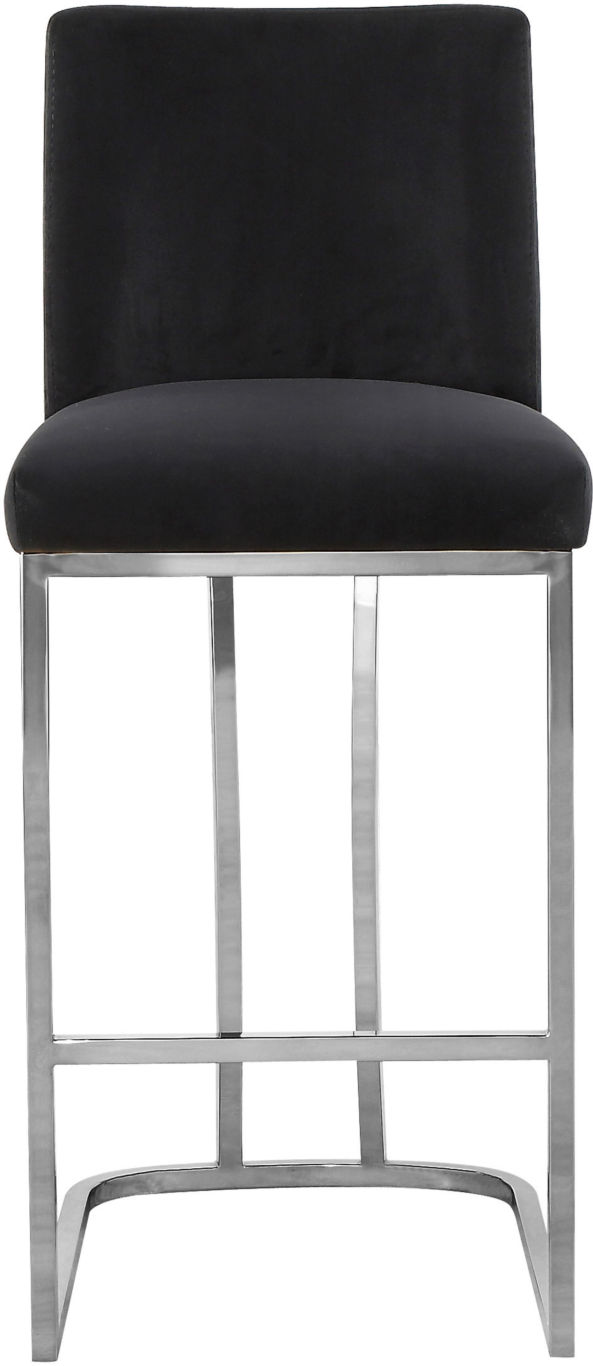 Heidi Velvet Counter Stool with Polished Chrome Metal Frame