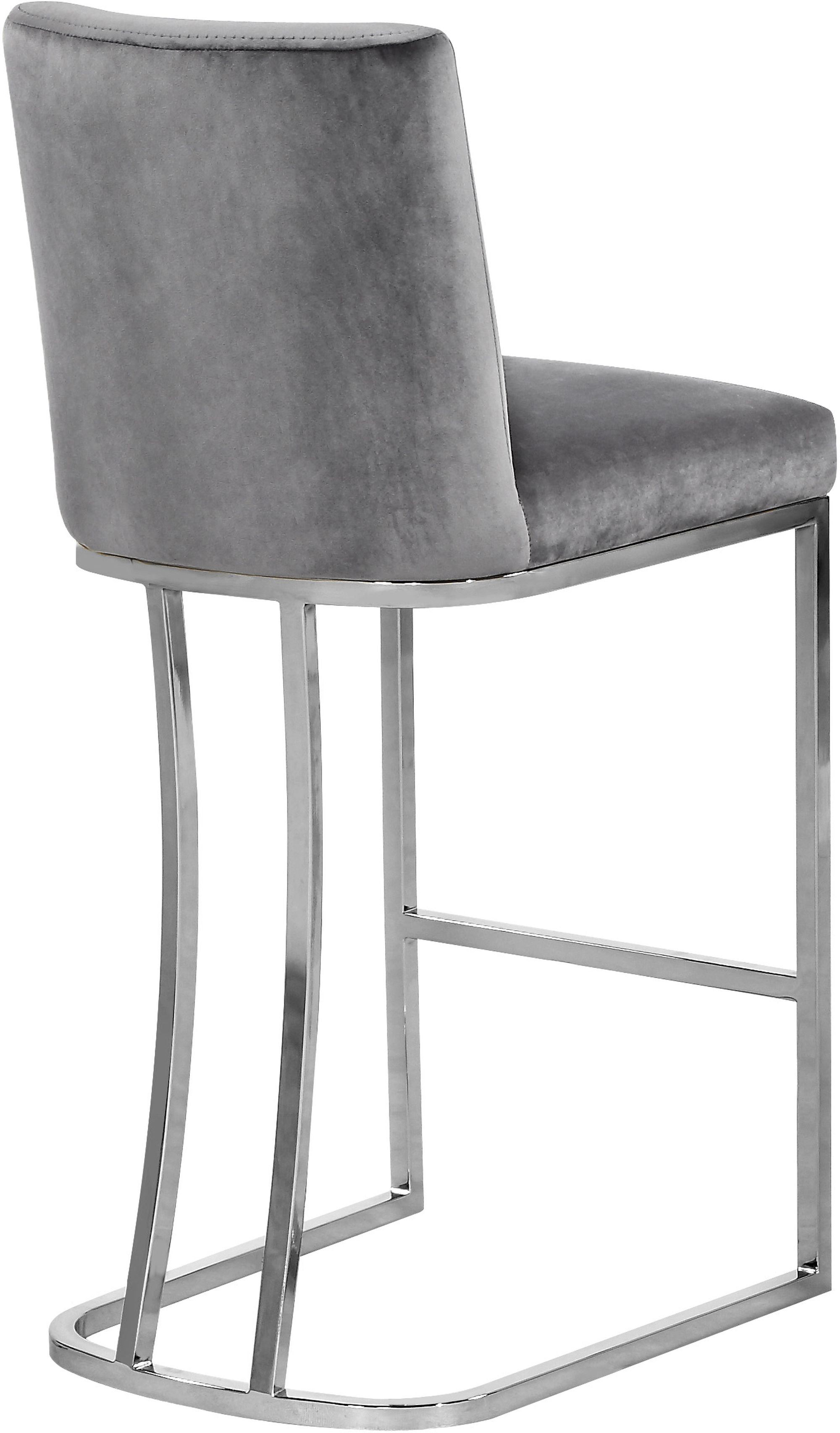 Heidi Velvet Counter Stool with Polished Chrome Metal Frame