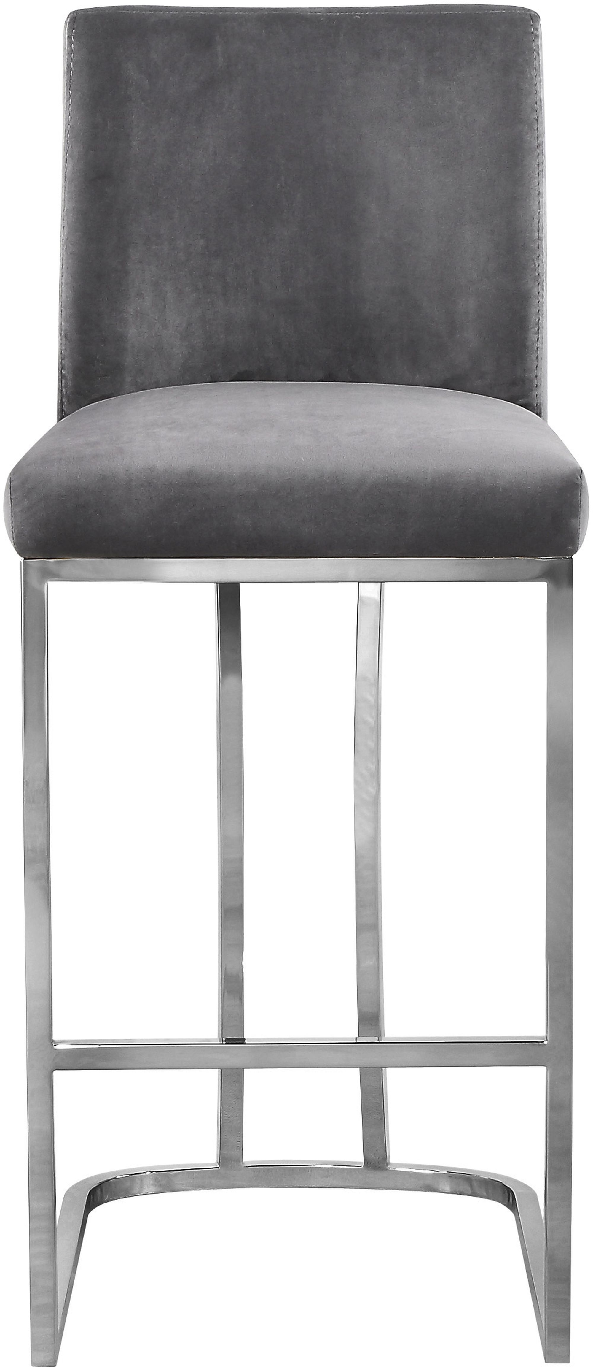 Heidi Velvet Counter Stool with Polished Metal Frame