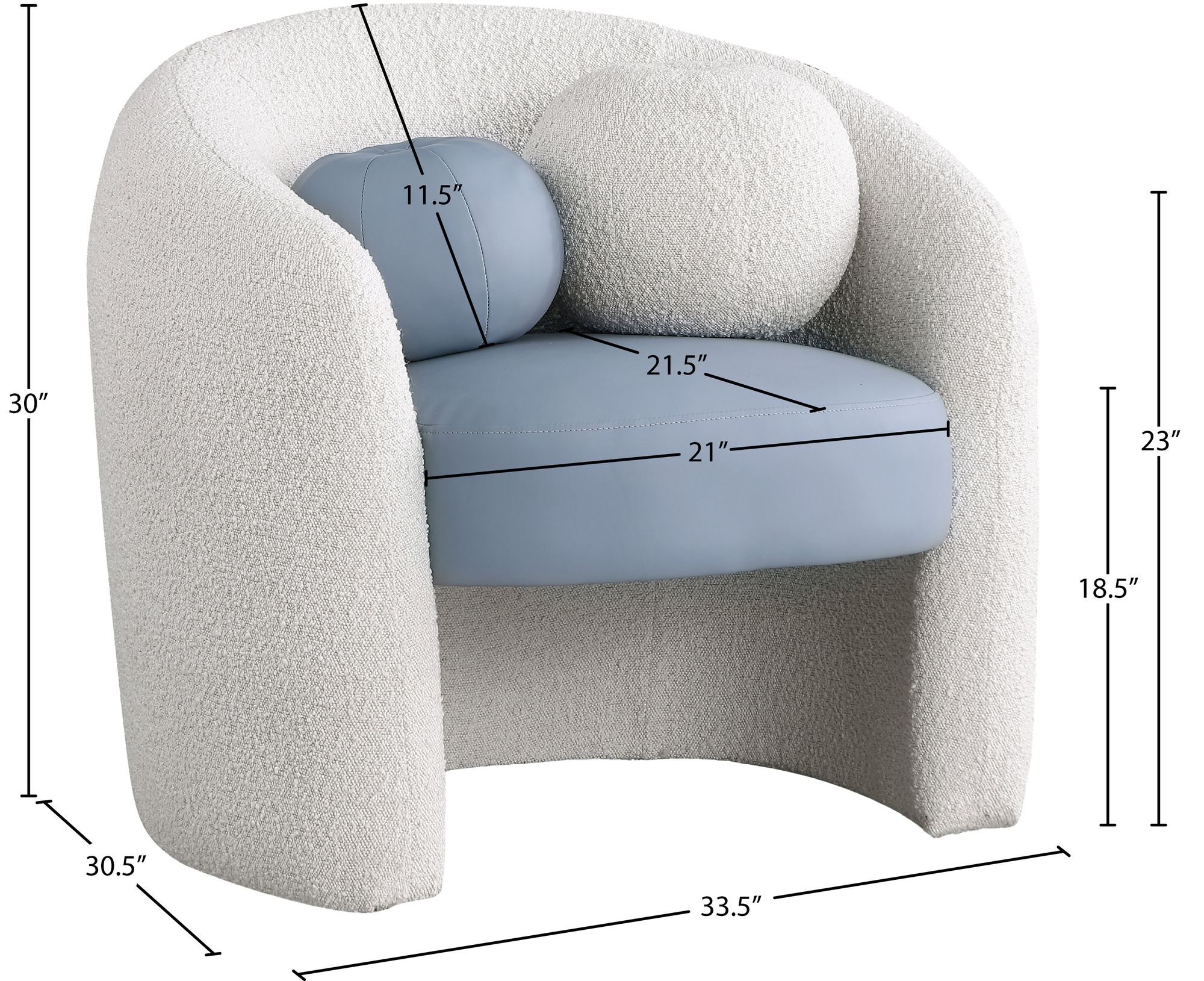 Acadia Boucle Fabric & Faux Leather Accent Chair