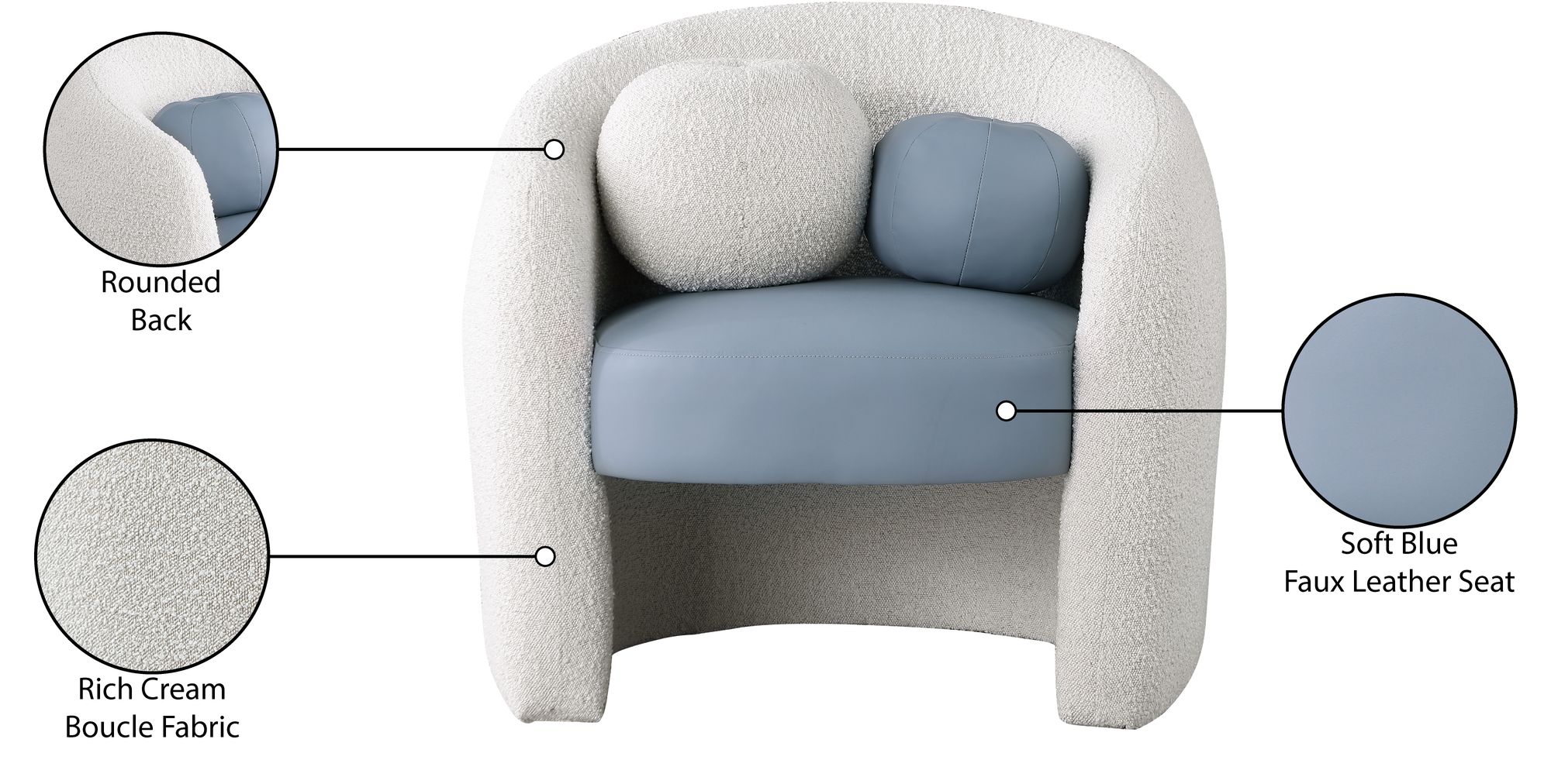 Acadia Boucle Fabric & Faux Leather Accent Chair
