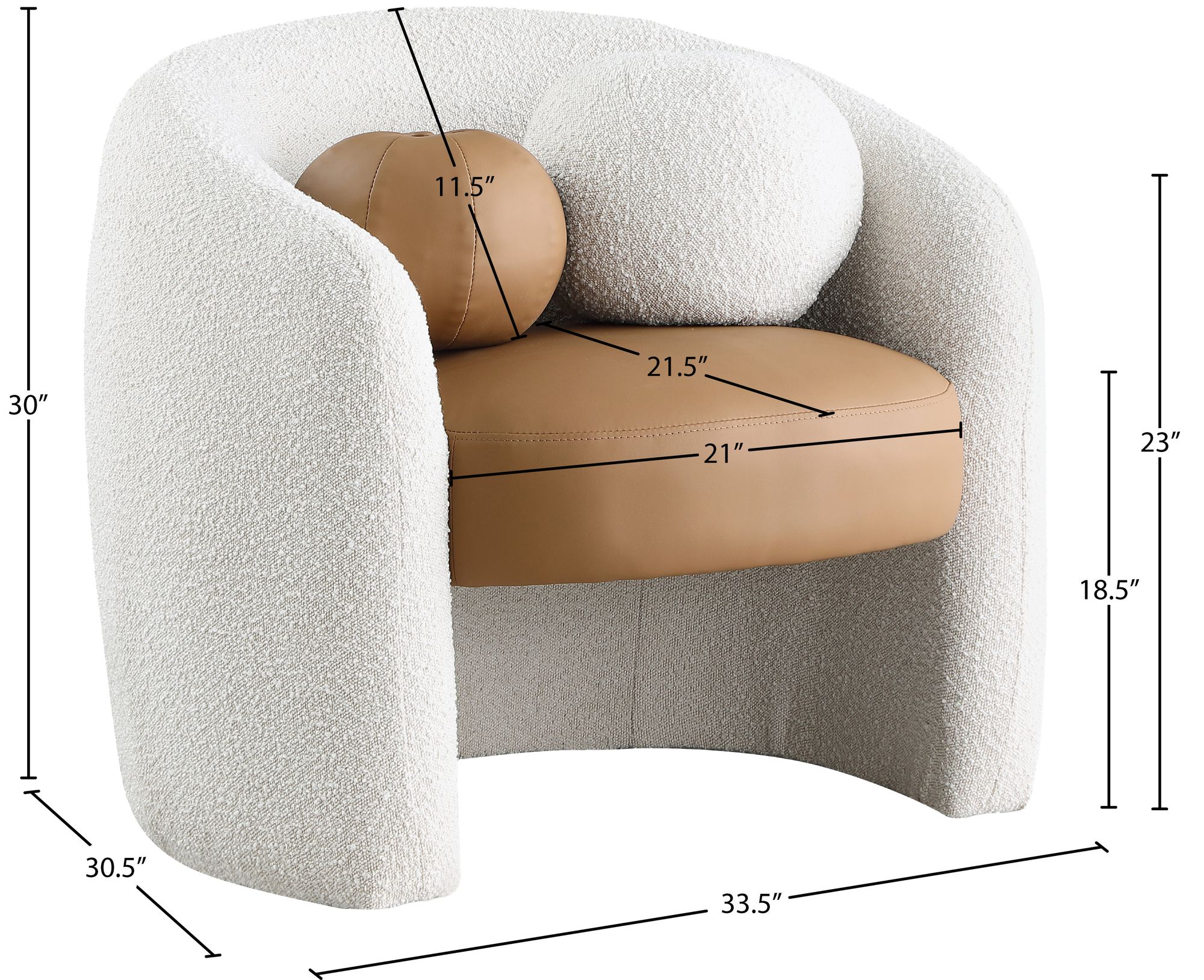 Acadia Boucle Fabric & Faux Leather Accent Chair