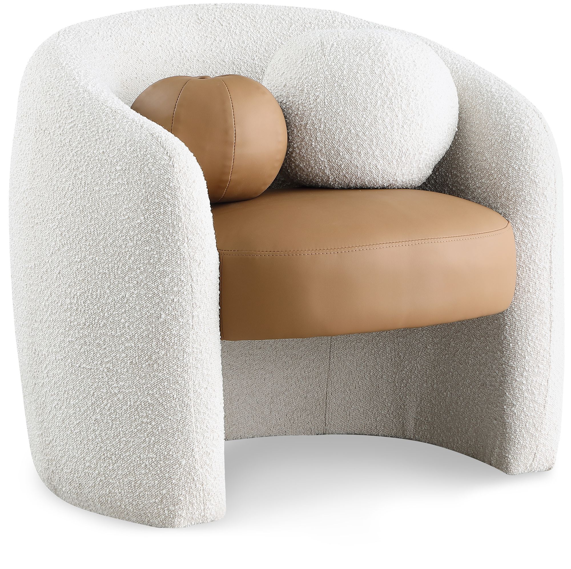 Acadia Boucle Fabric & Faux Leather Accent Chair