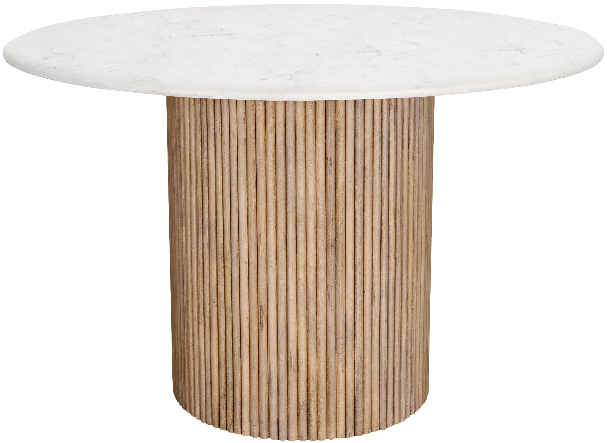 Oakhill 47" Round Marble Dining Table with Solid Mango Wood Base