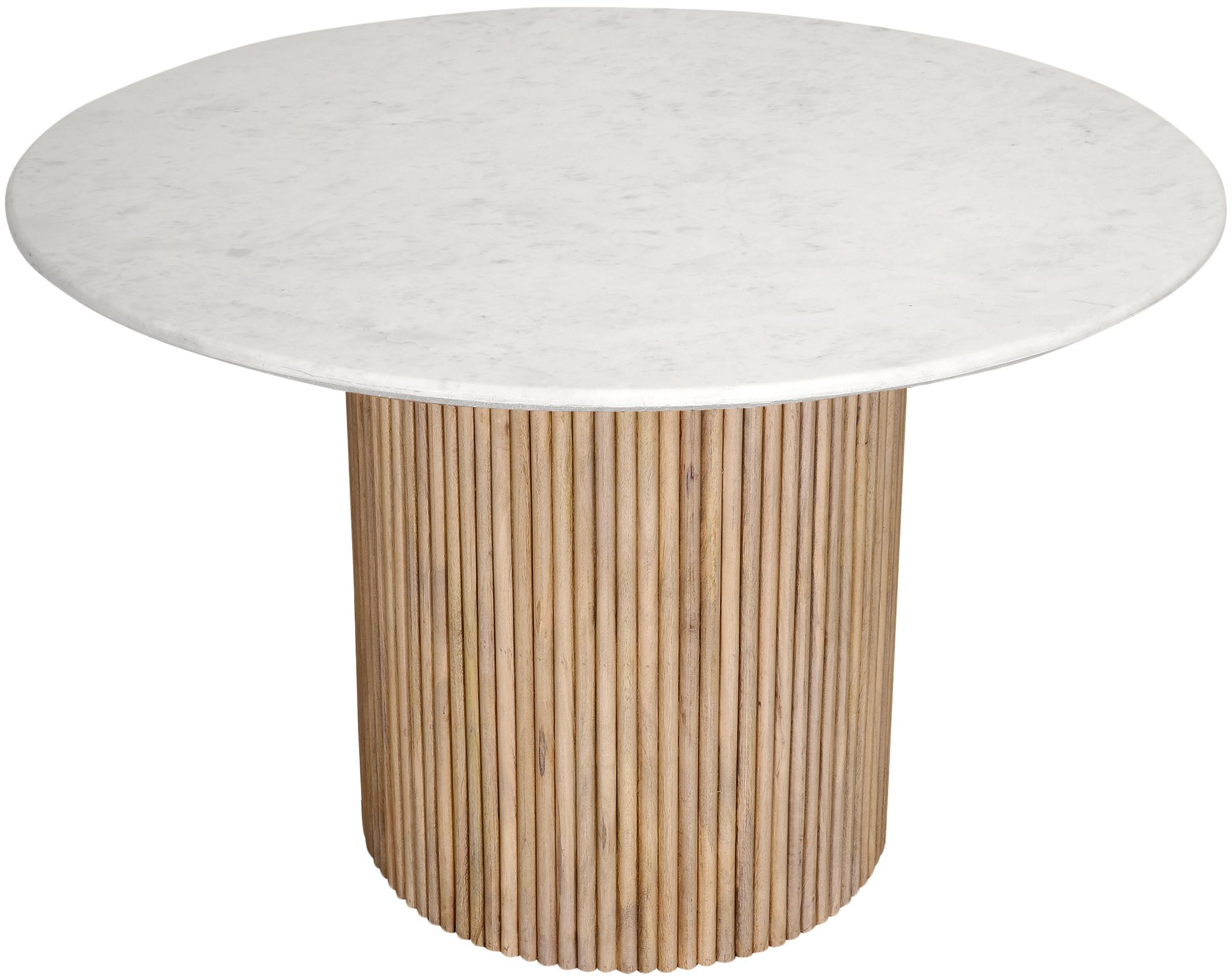 Oakhill 47" Round Marble Dining Table with Solid Mango Wood Base