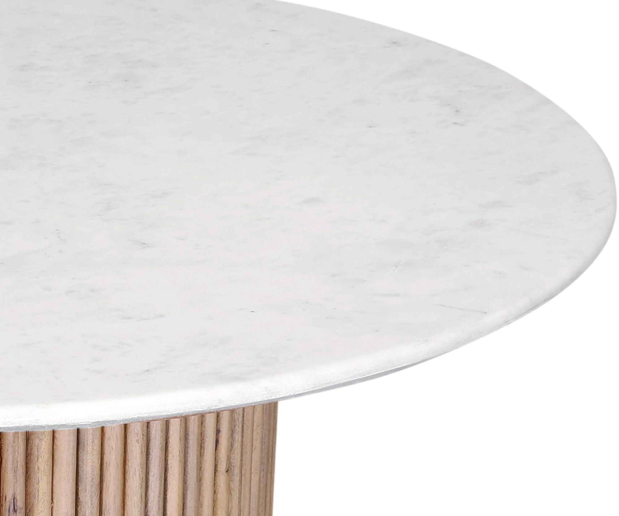 Oakhill 47" Round Marble Dining Table with Solid Mango Wood Base