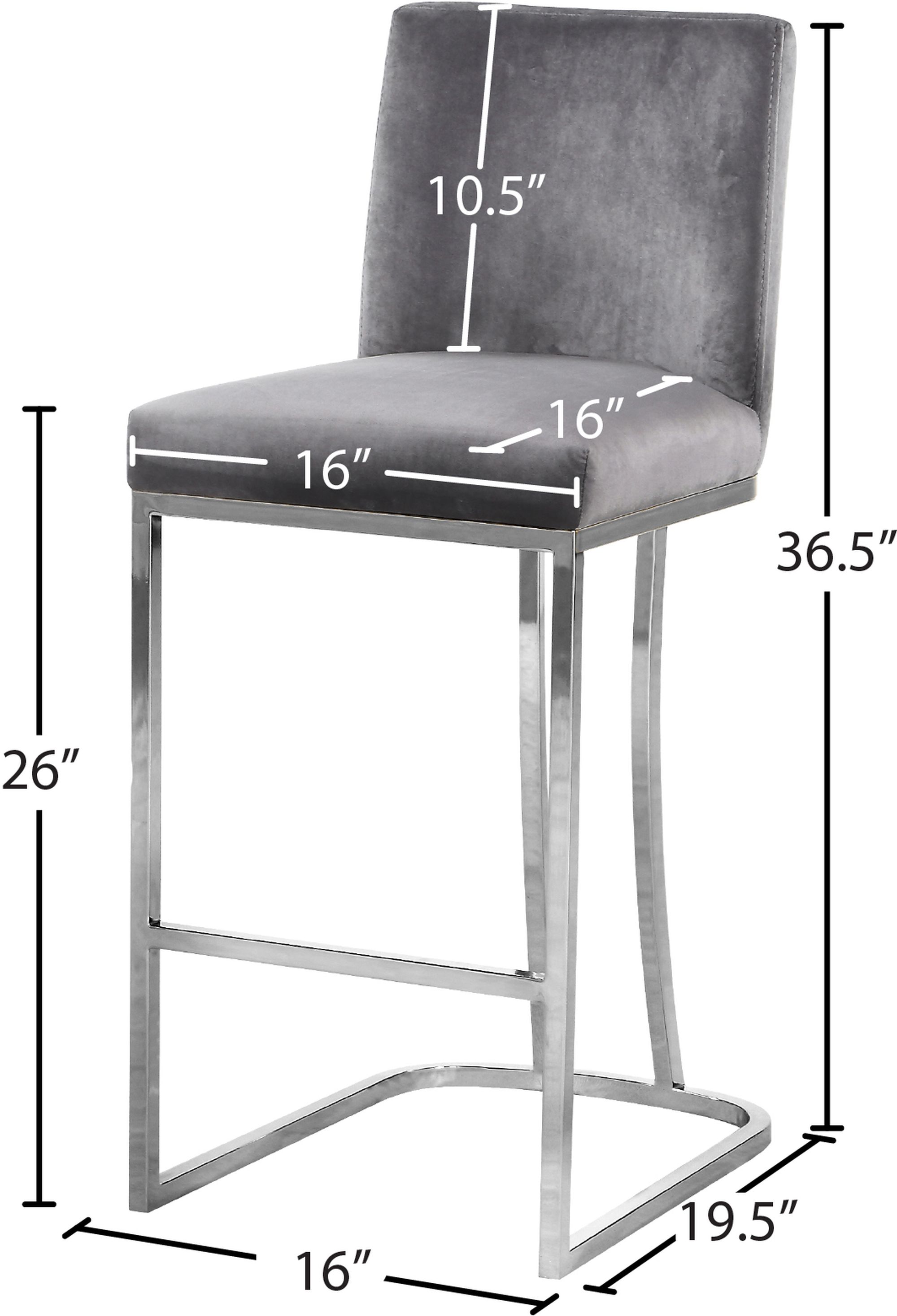 Heidi Velvet Counter Stool with Polished Chrome Metal Frame