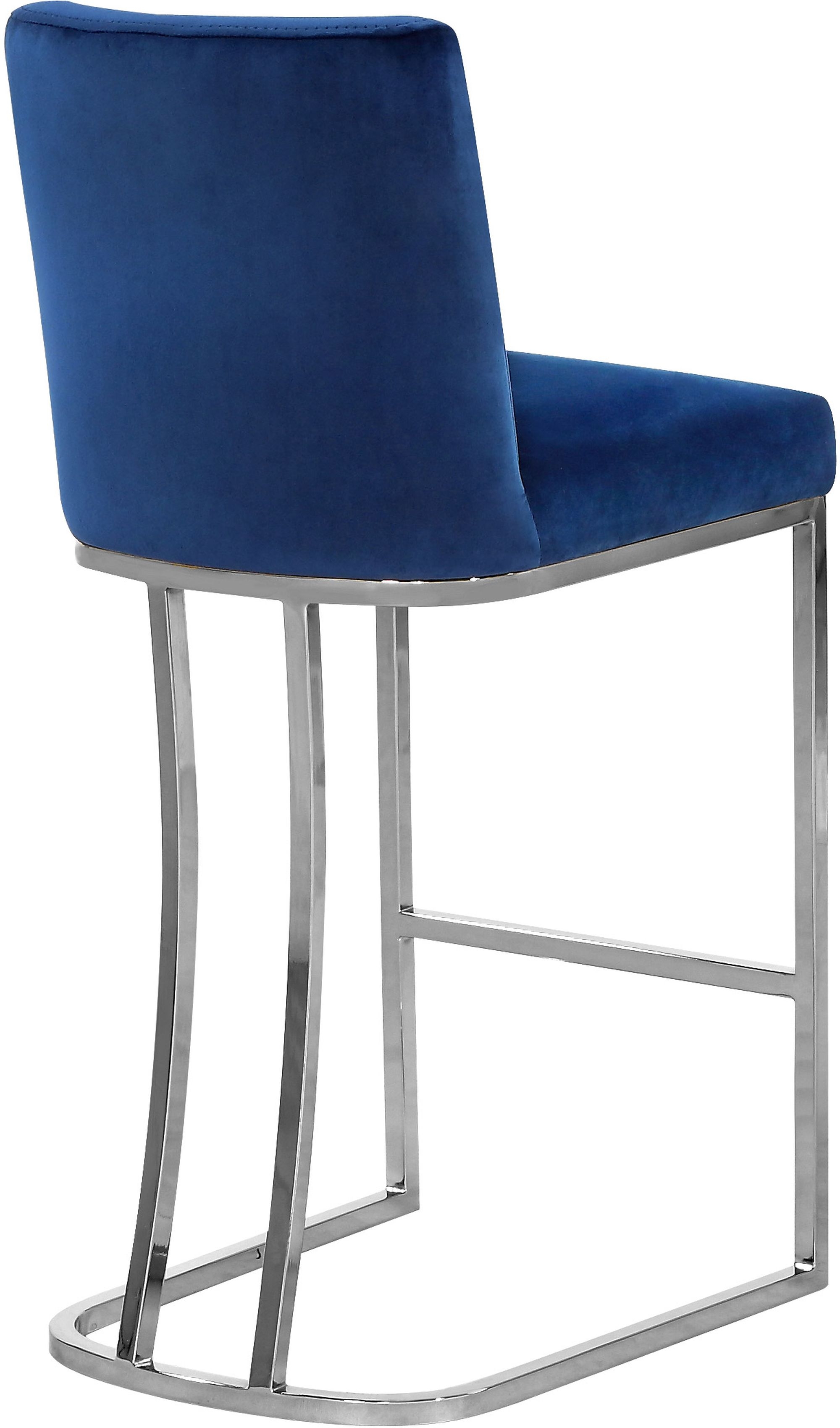 Heidi Velvet Counter Stool with Polished Metal Frame