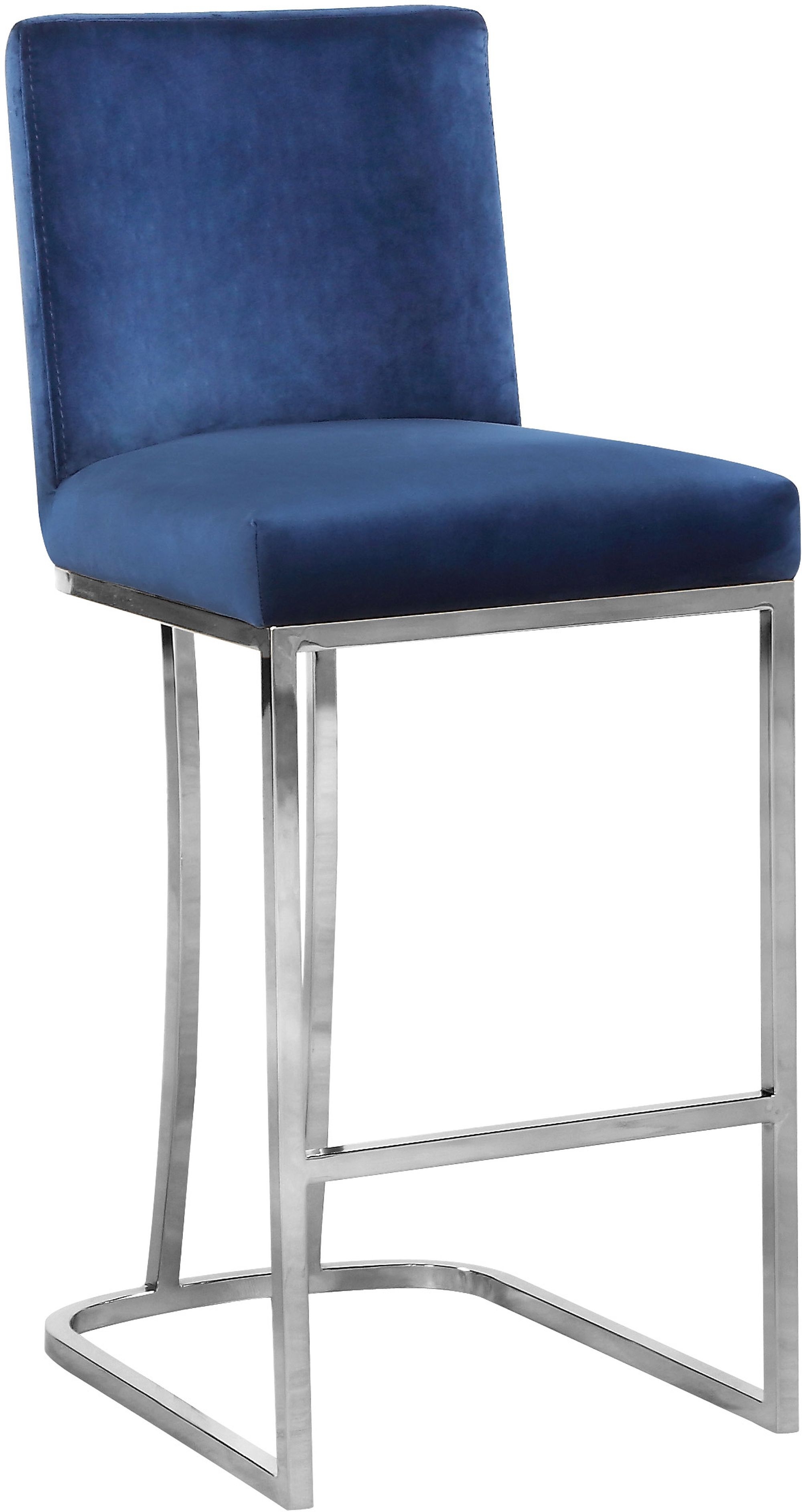 Heidi Velvet Counter Stool with Polished Metal Frame