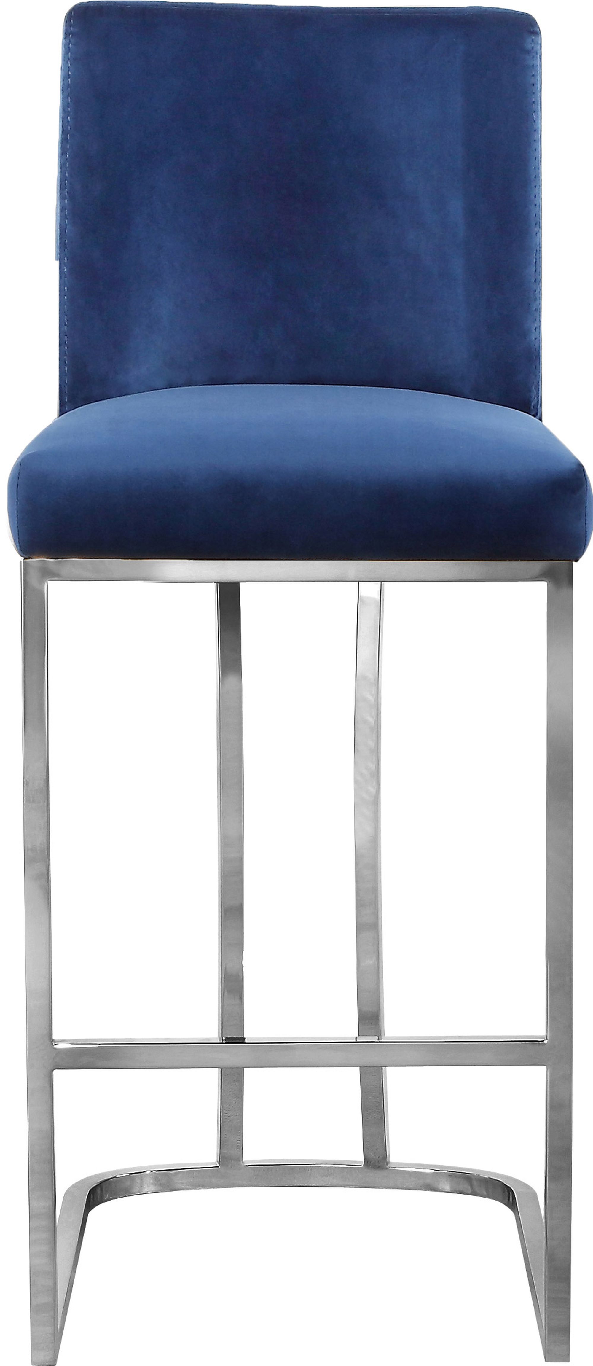 Heidi Velvet Counter Stool with Polished Chrome Metal Frame