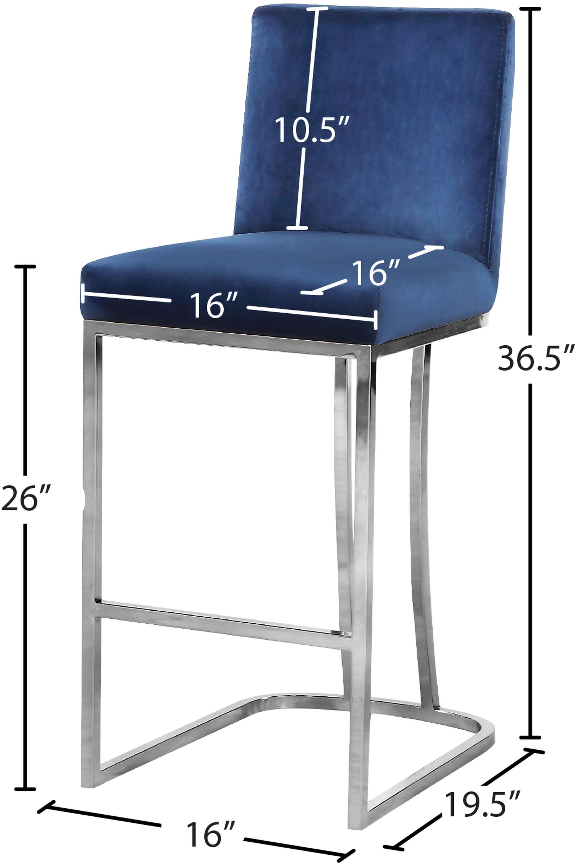 Heidi Velvet Counter Stool with Polished Chrome Metal Frame