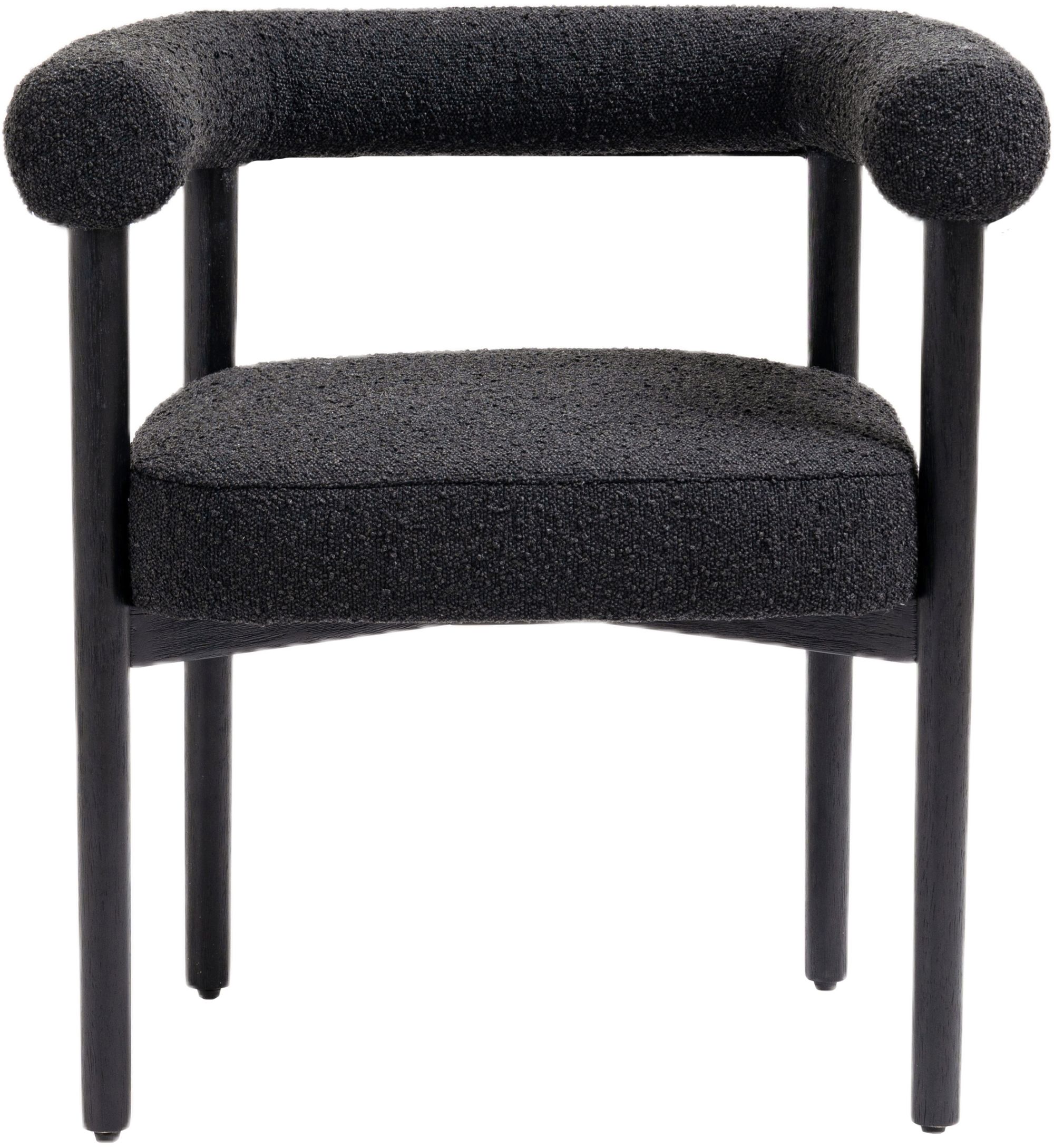 Hyatt Boucle Fabric Dining Chair with Solid Wood Black Frame