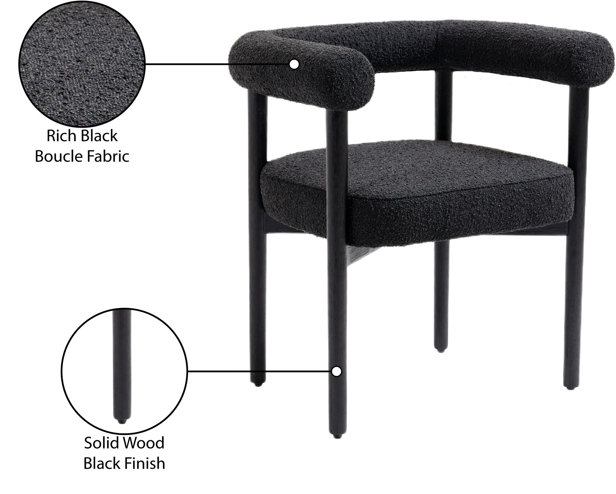 Hyatt Boucle Fabric Dining Chair with Solid Wood Frame