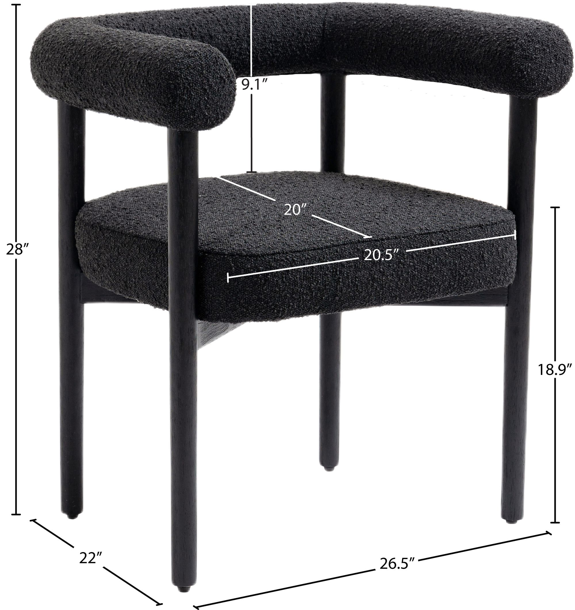 Hyatt Boucle Fabric Dining Chair with Solid Wood Frame
