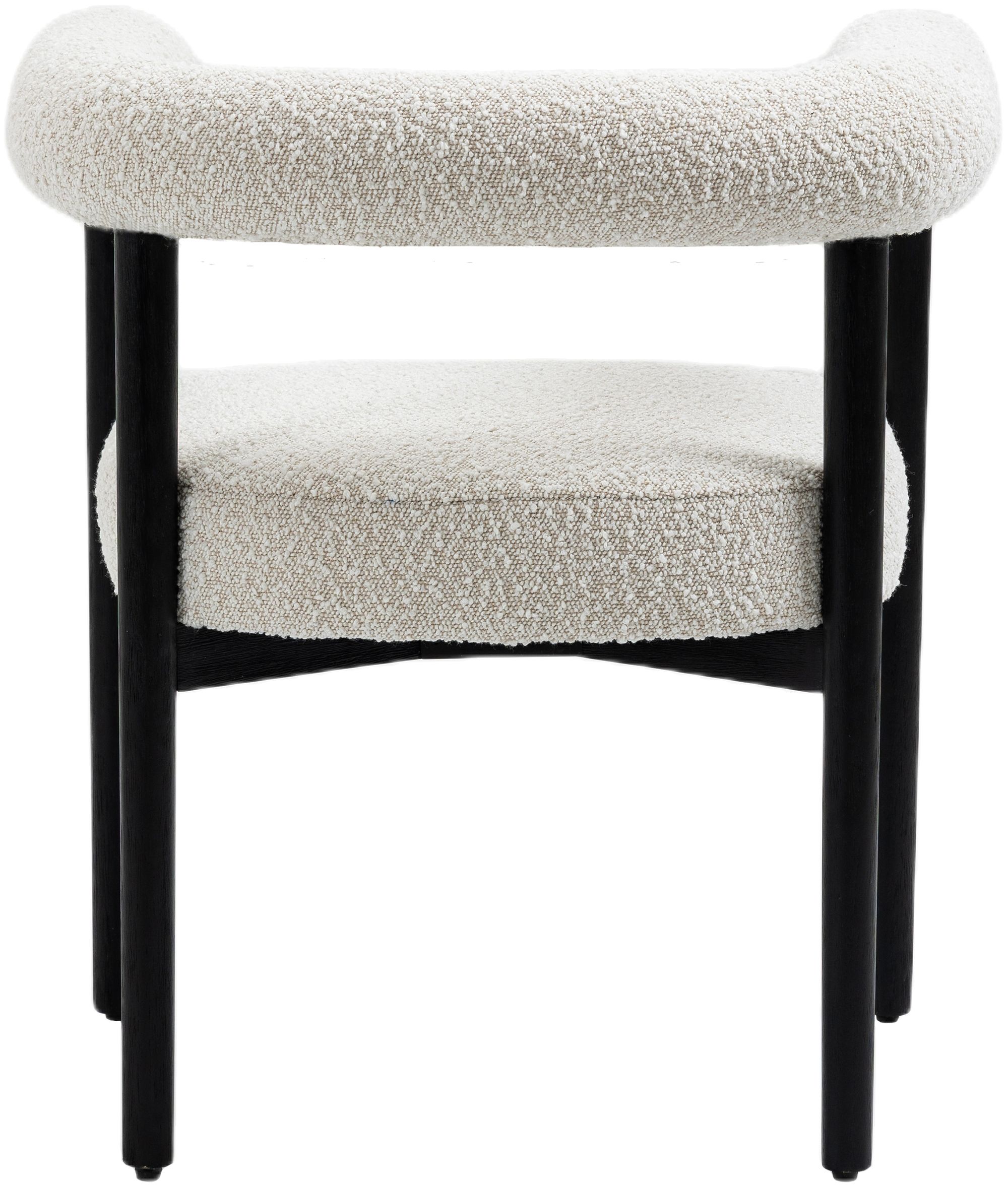 Hyatt Boucle Fabric Dining Chair with Solid Wood Black Frame