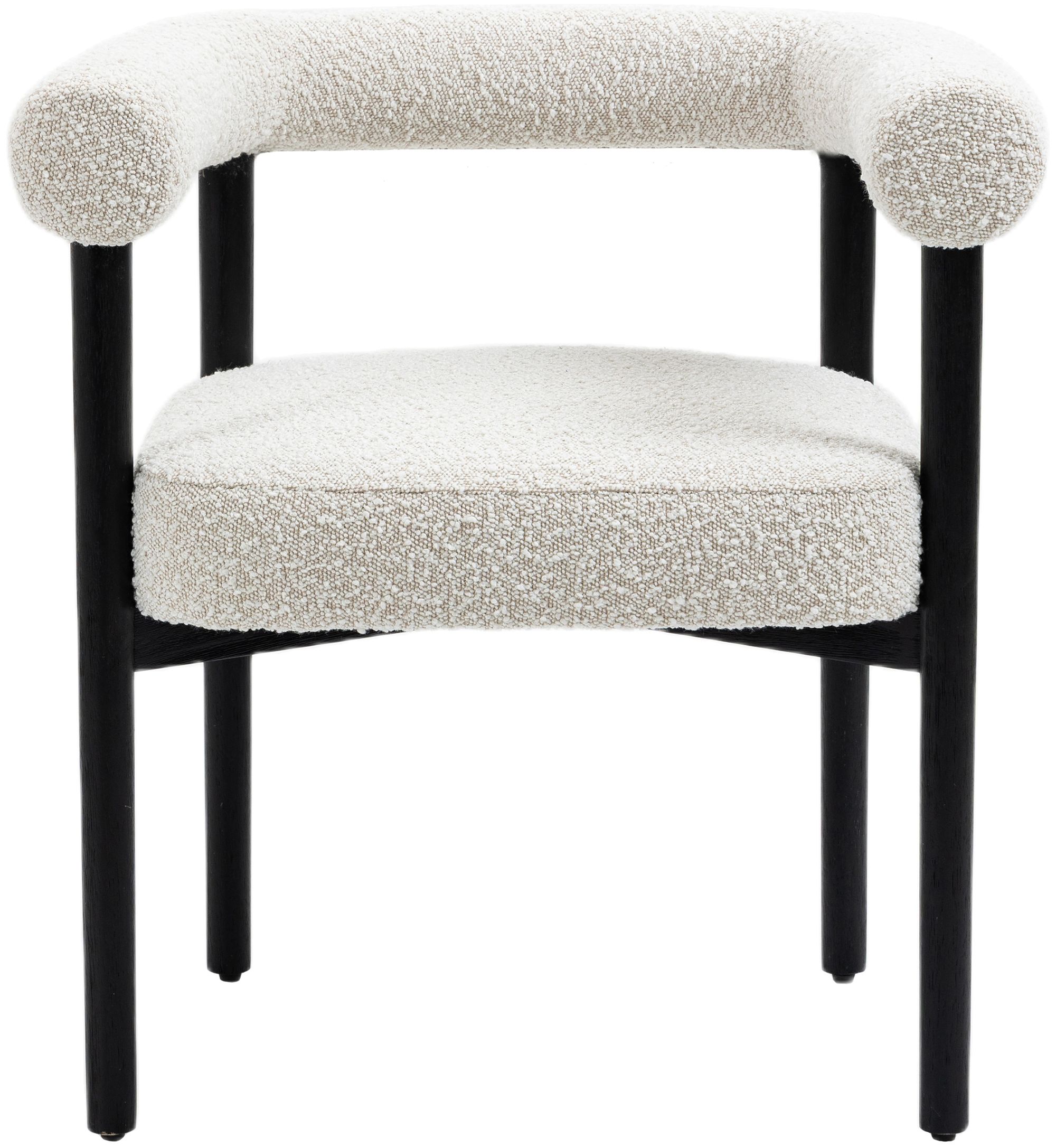 Hyatt Boucle Fabric Dining Chair with Solid Wood Black Frame